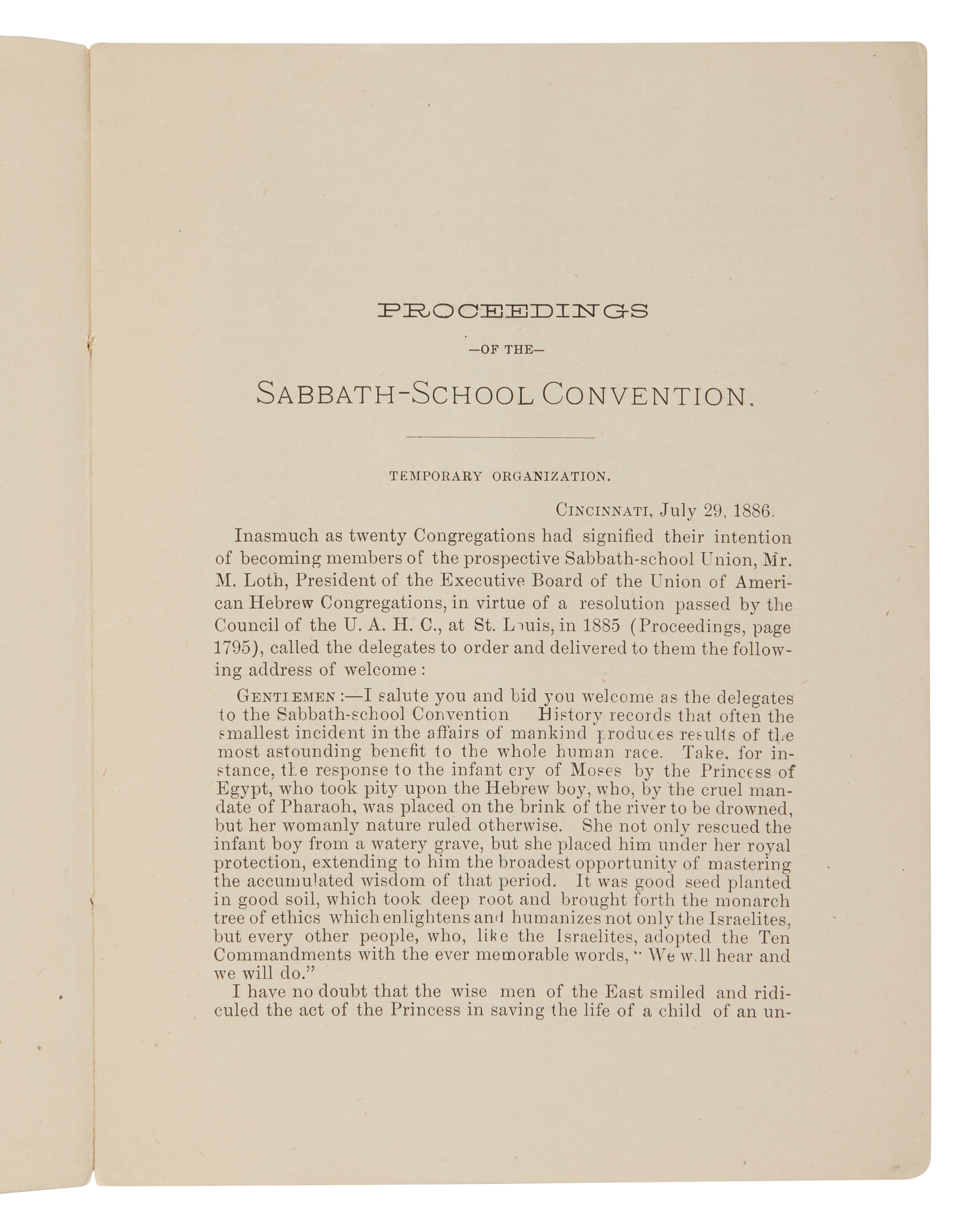 The Founding Charter of American Jewish Religious Education: the Hebrew Sabbath-School Union’s 1886 Cincinnati Proceedings, with a Revealing Printed Date Error