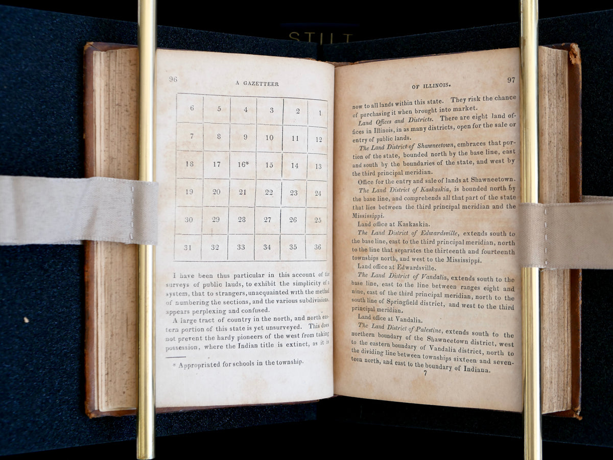 A cornerstone of Illinois frontier Americana — the first edition, in period tree calf, with a contemporary owner's signature of 1834