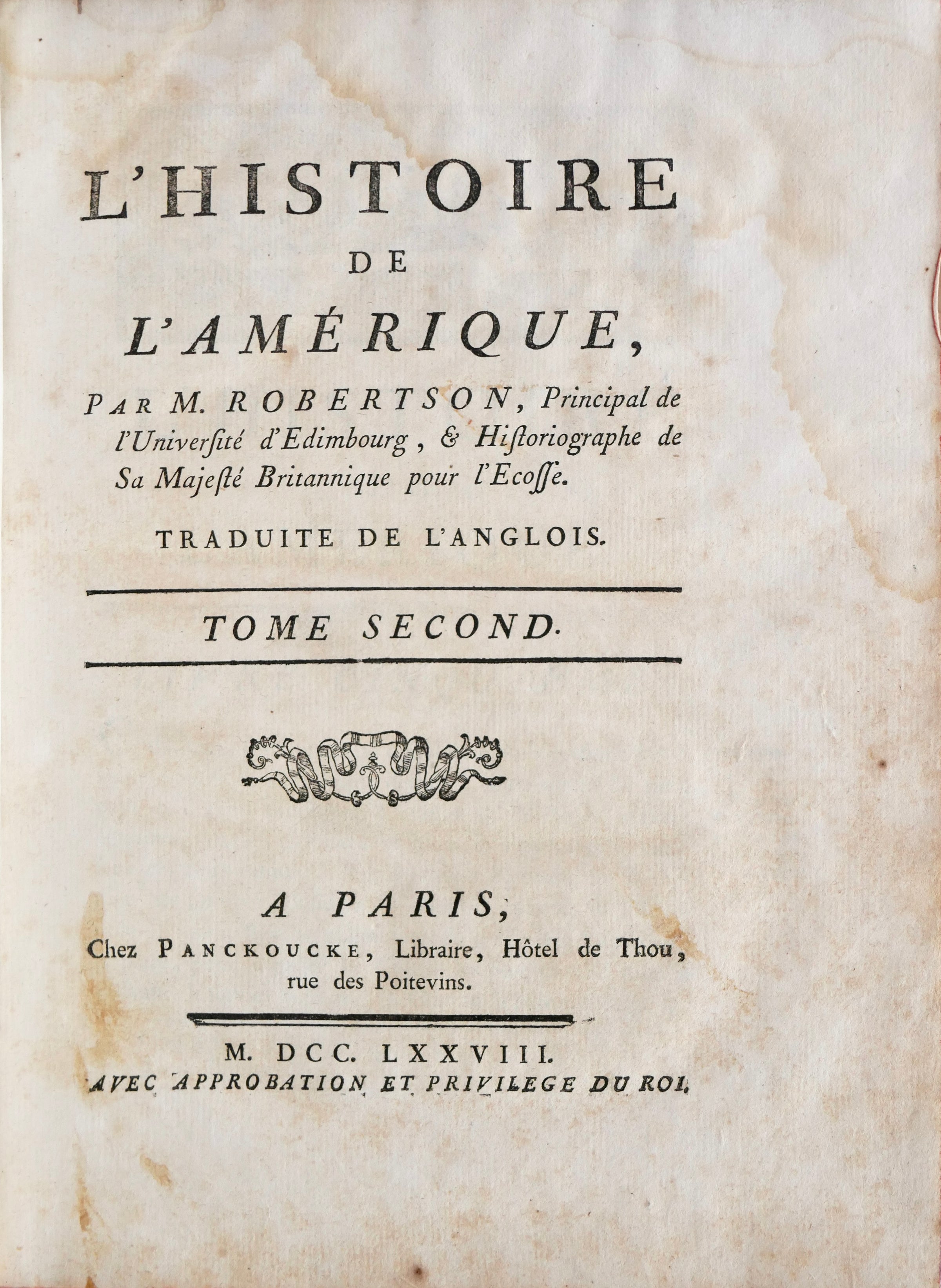 William Robertson, L'Histoire de l'Amérique, 1778 — The Scottish Enlightenment Discovers America