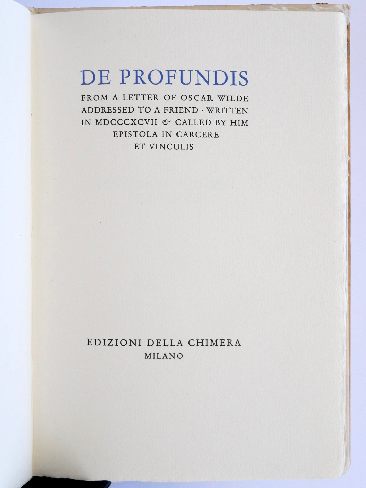 Wilde's De Profundis on Fabriano Handmade Paper