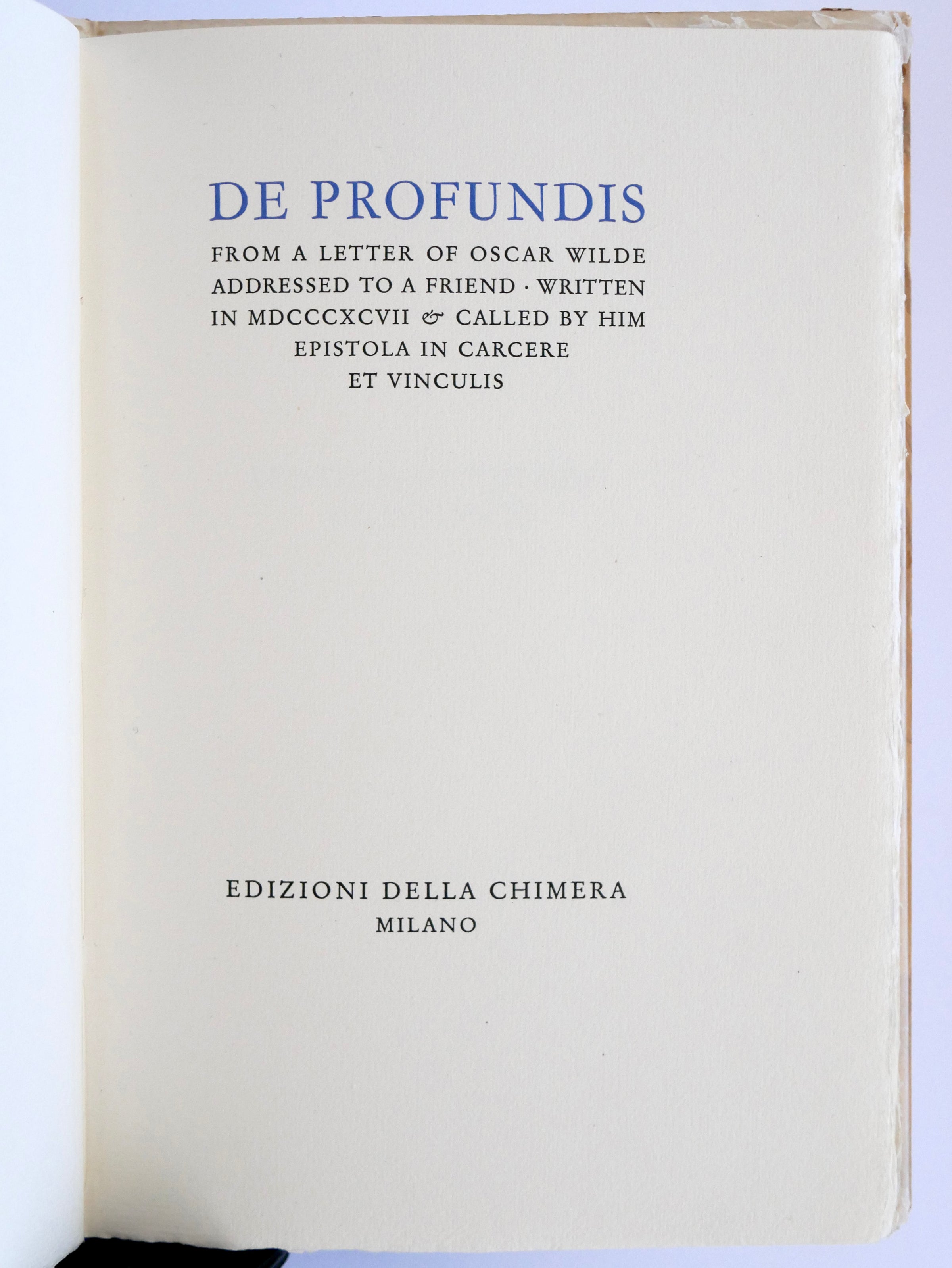 Wilde's De Profundis on Fabriano Handmade Paper