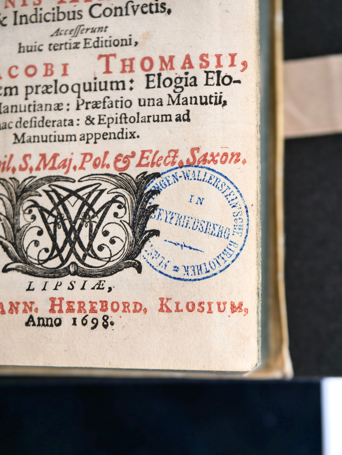Manutius, Epistolarum Libri XII (Leipzig, 1698) — The Aldine Heir's Letters, Edited by Leibniz's Teacher, from the Princely Oettingen-Wallerstein Library
