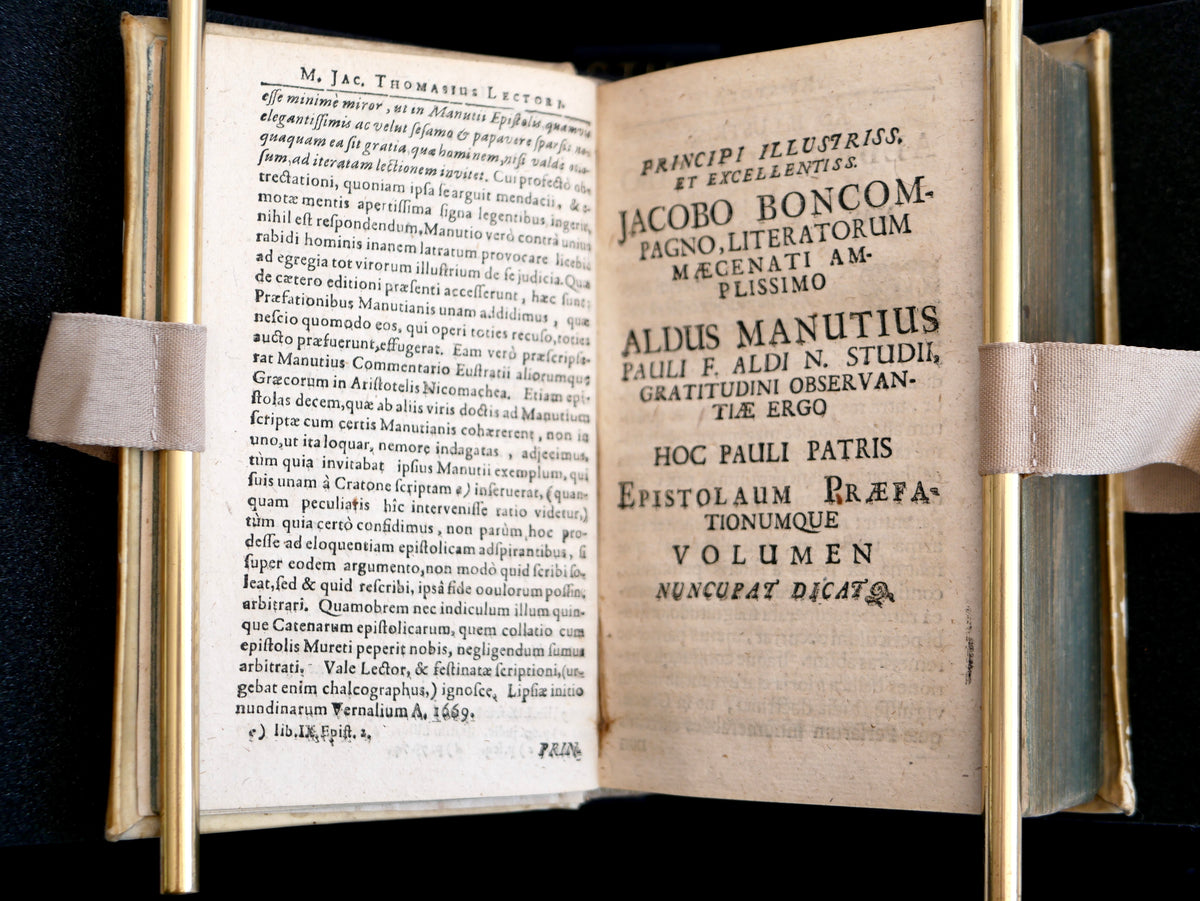 Manutius, Epistolarum Libri XII (Leipzig, 1698) — The Aldine Heir's Letters, Edited by Leibniz's Teacher, from the Princely Oettingen-Wallerstein Library