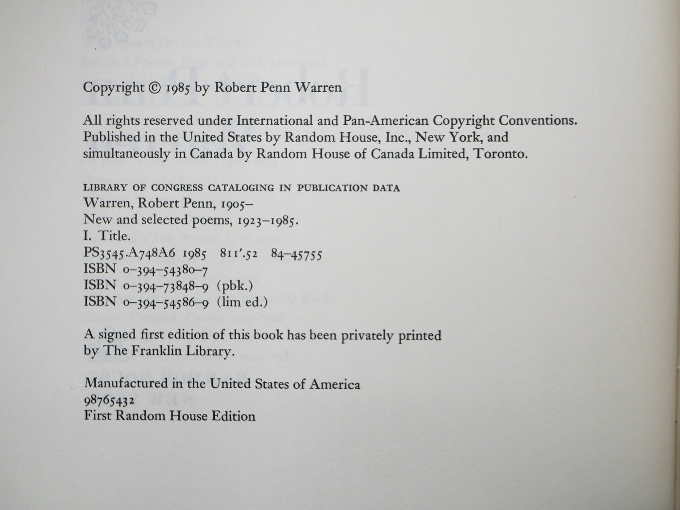 Robert Penn Warren’s Six Decades of Poetry in a Signed Limited Edition