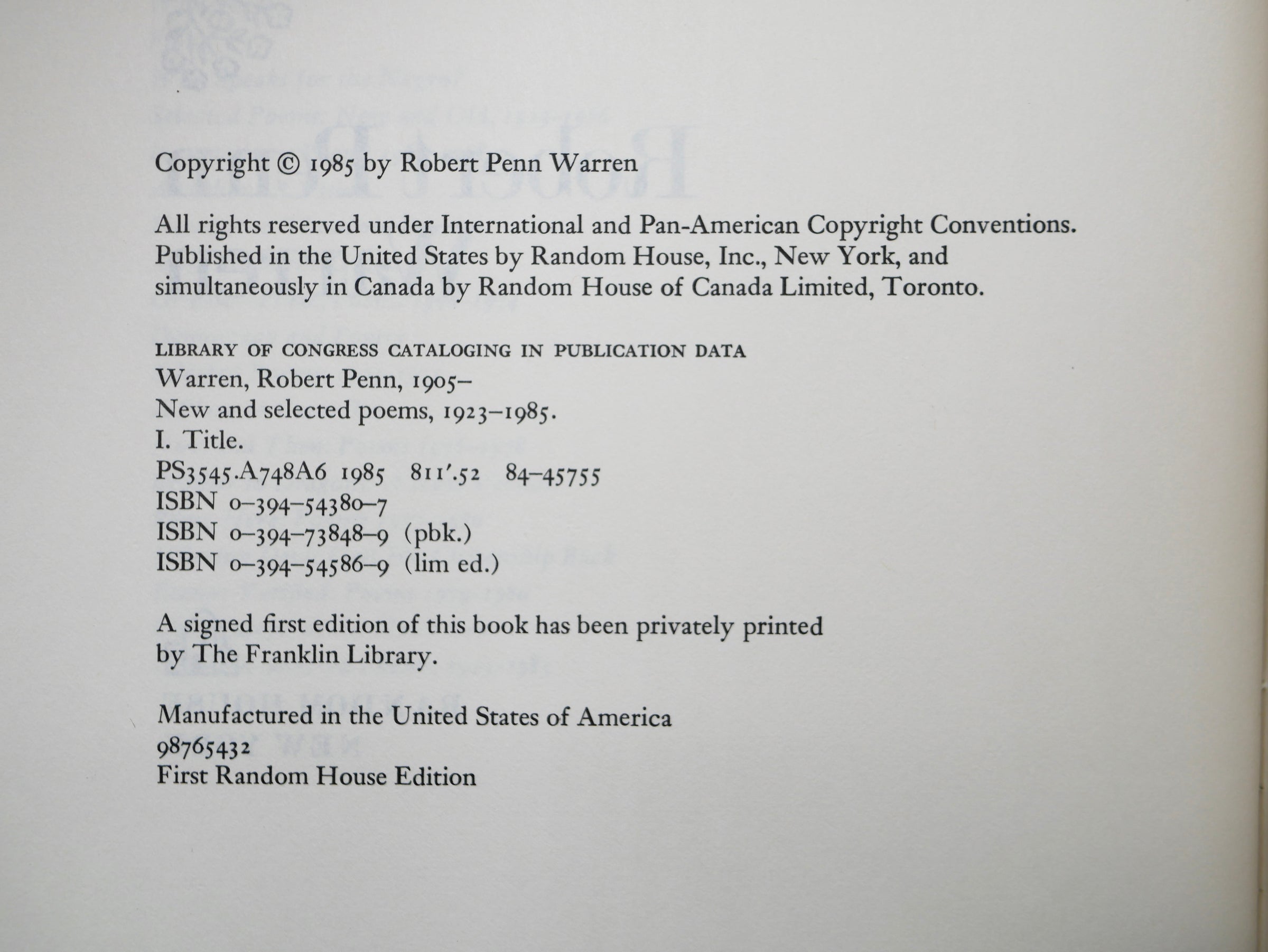 Robert Penn Warren’s Six Decades of Poetry in a Signed Limited Edition