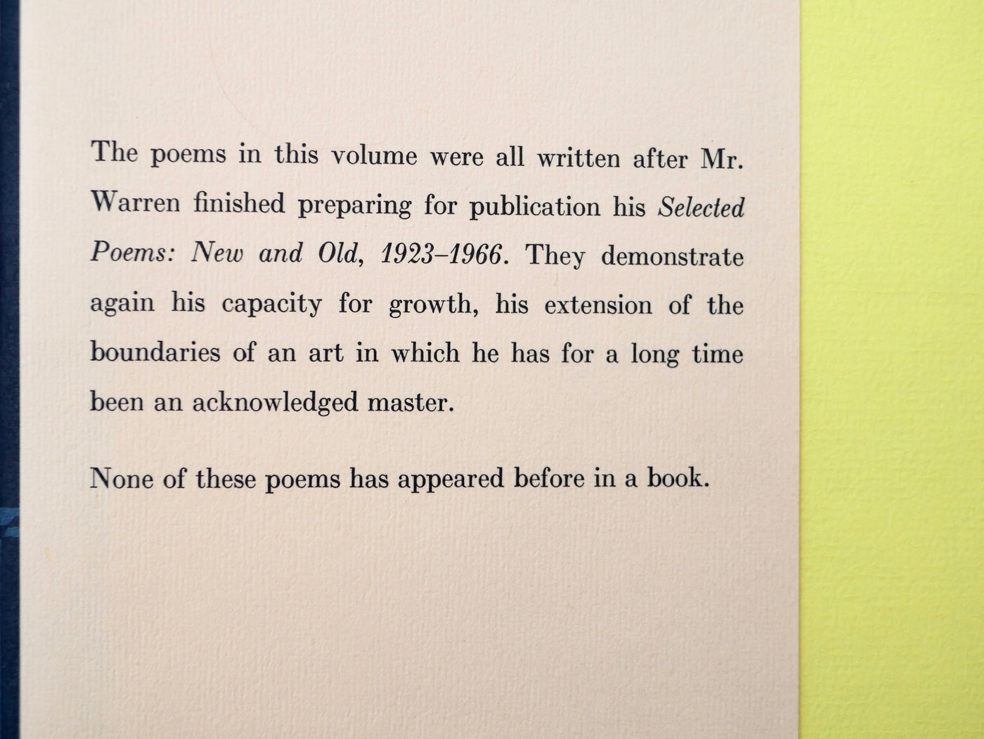 Robert Penn Warren’s Incarnations: Poems 1966–1968 Signed