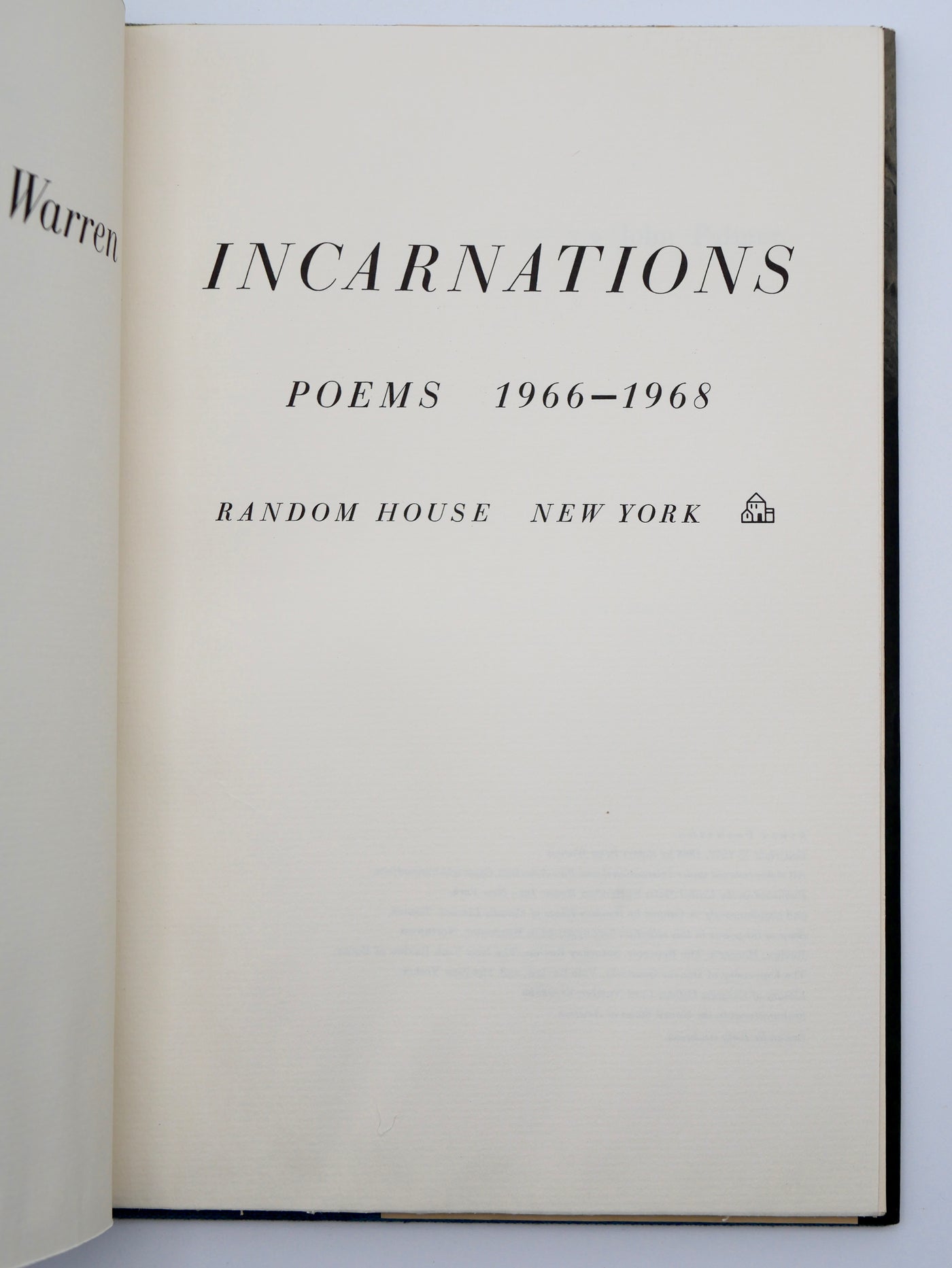 Robert Penn Warren’s Incarnations: Poems 1966–1968 Signed