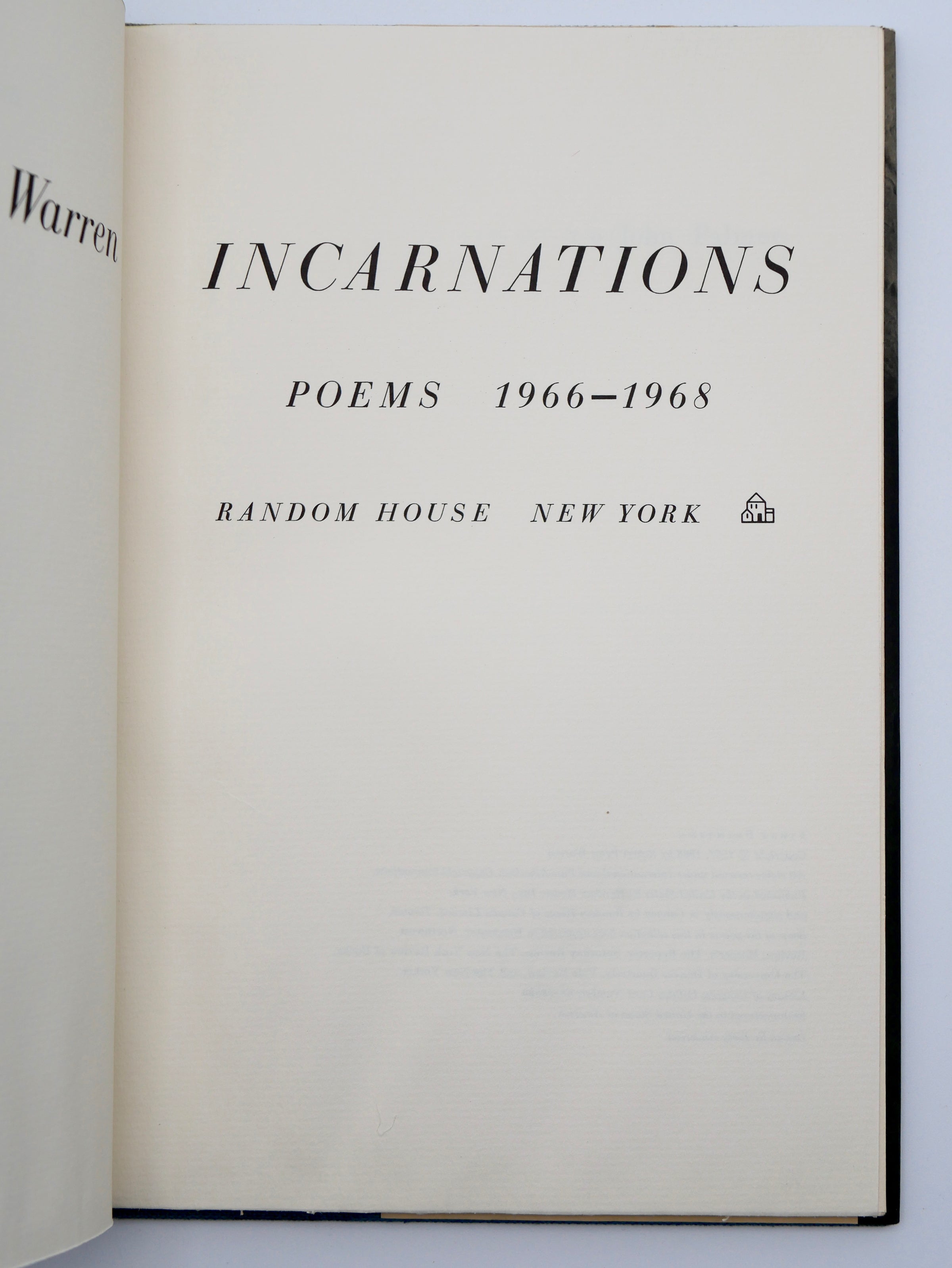 Robert Penn Warren’s Incarnations: Poems 1966–1968 Signed