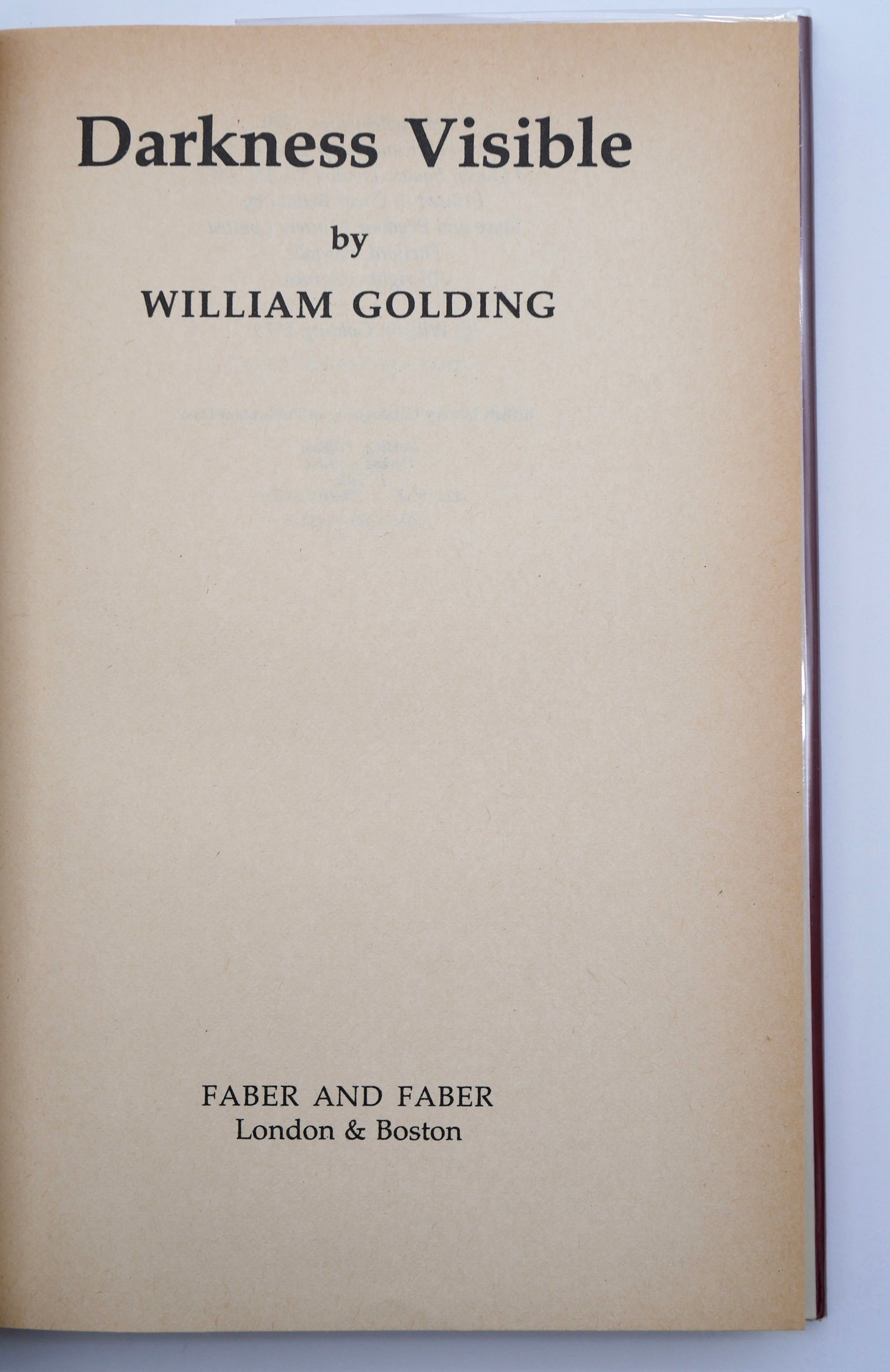 William Golding’s Darkness Visible — First Edition