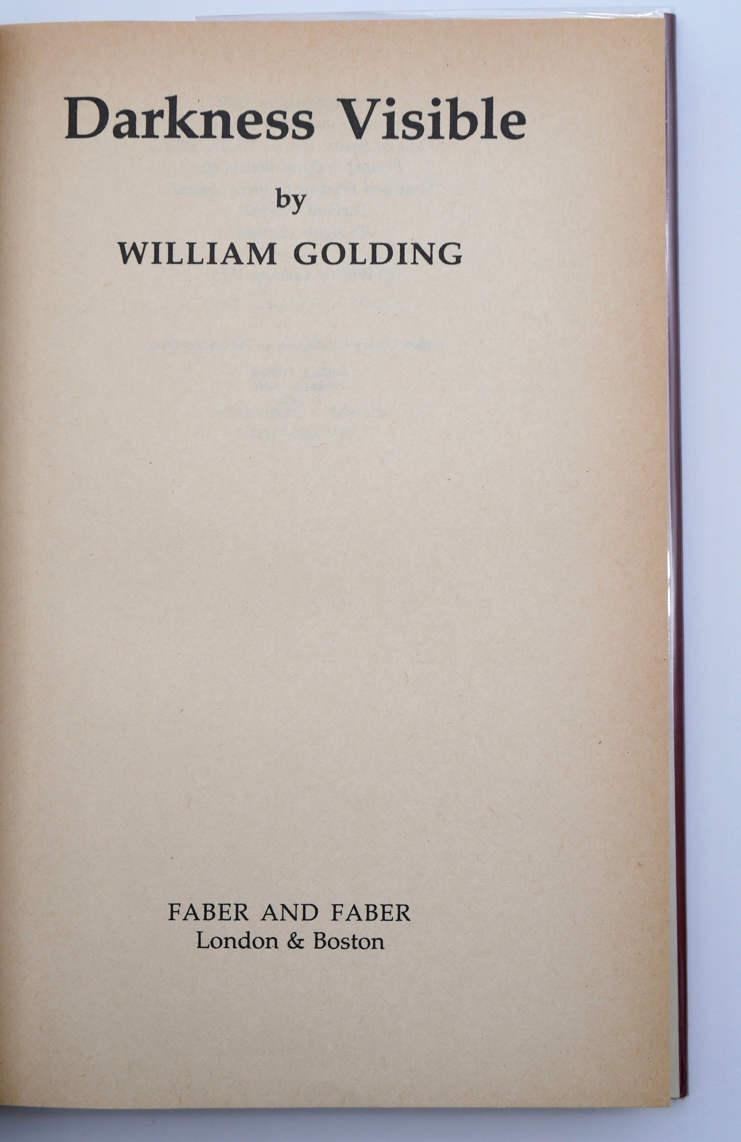 William Golding’s Darkness Visible — First Edition