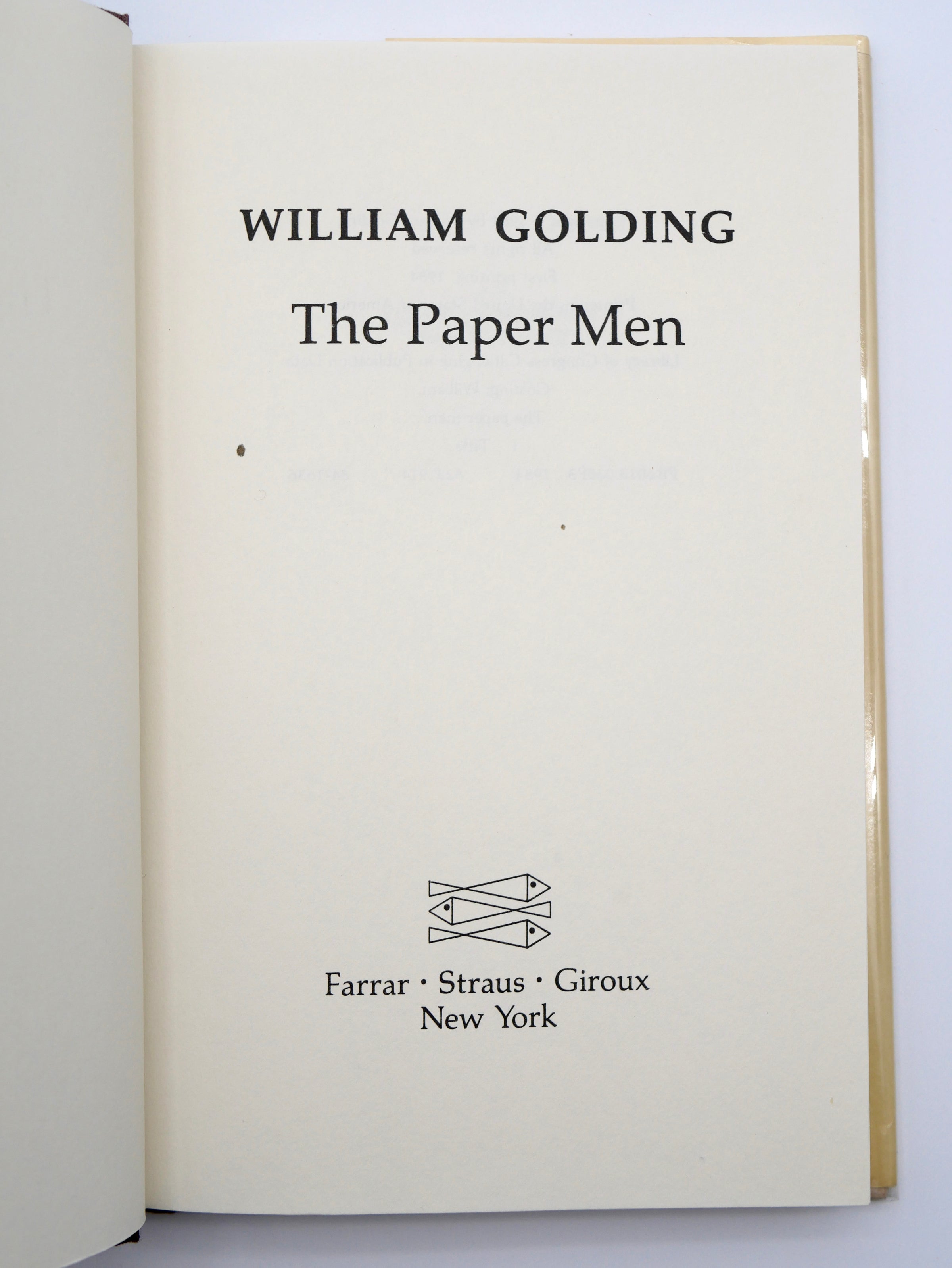 William Golding’s The Paper Men — First American Edition