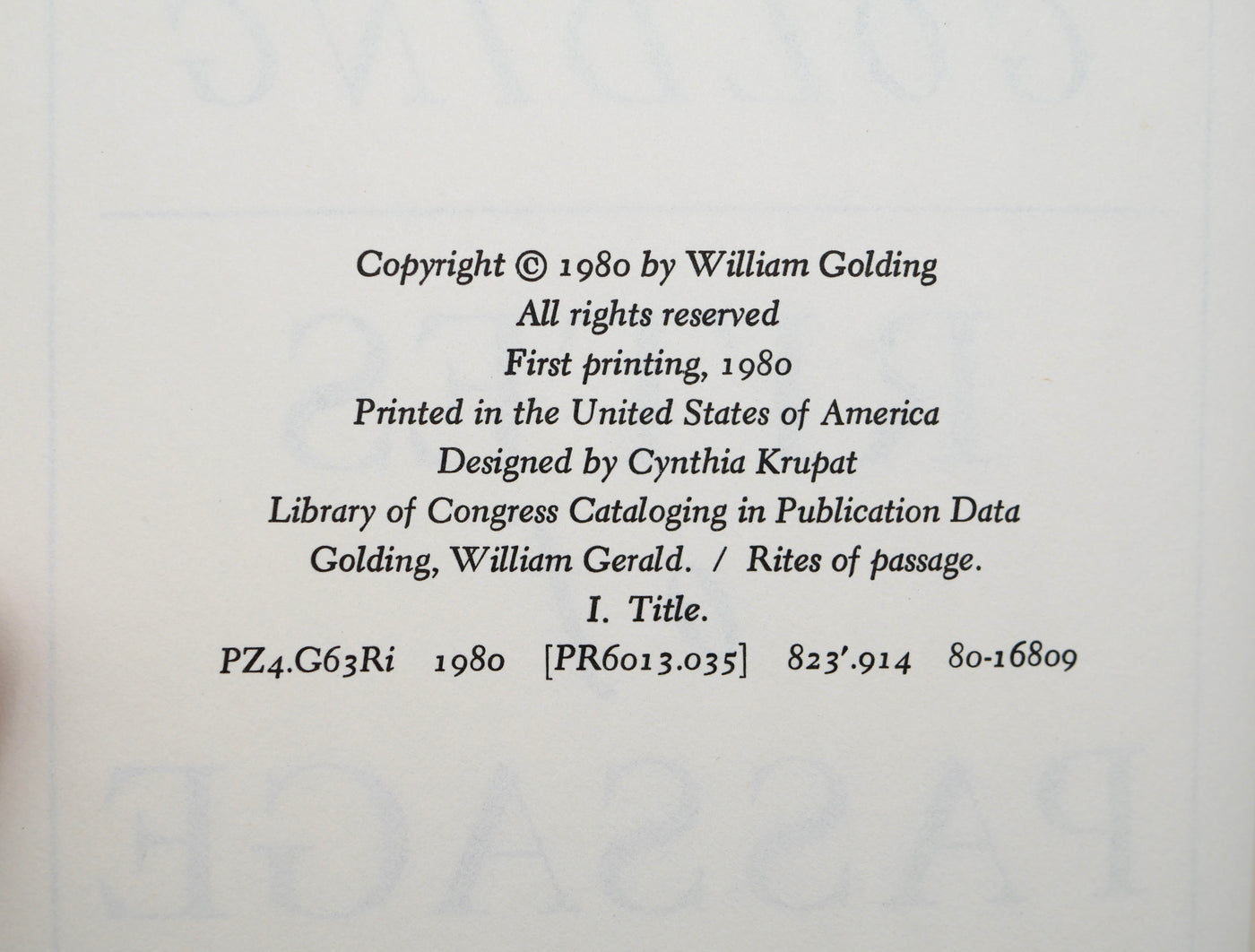 William Golding’s Rites of Passage: The 1980 Booker Prize Winner
