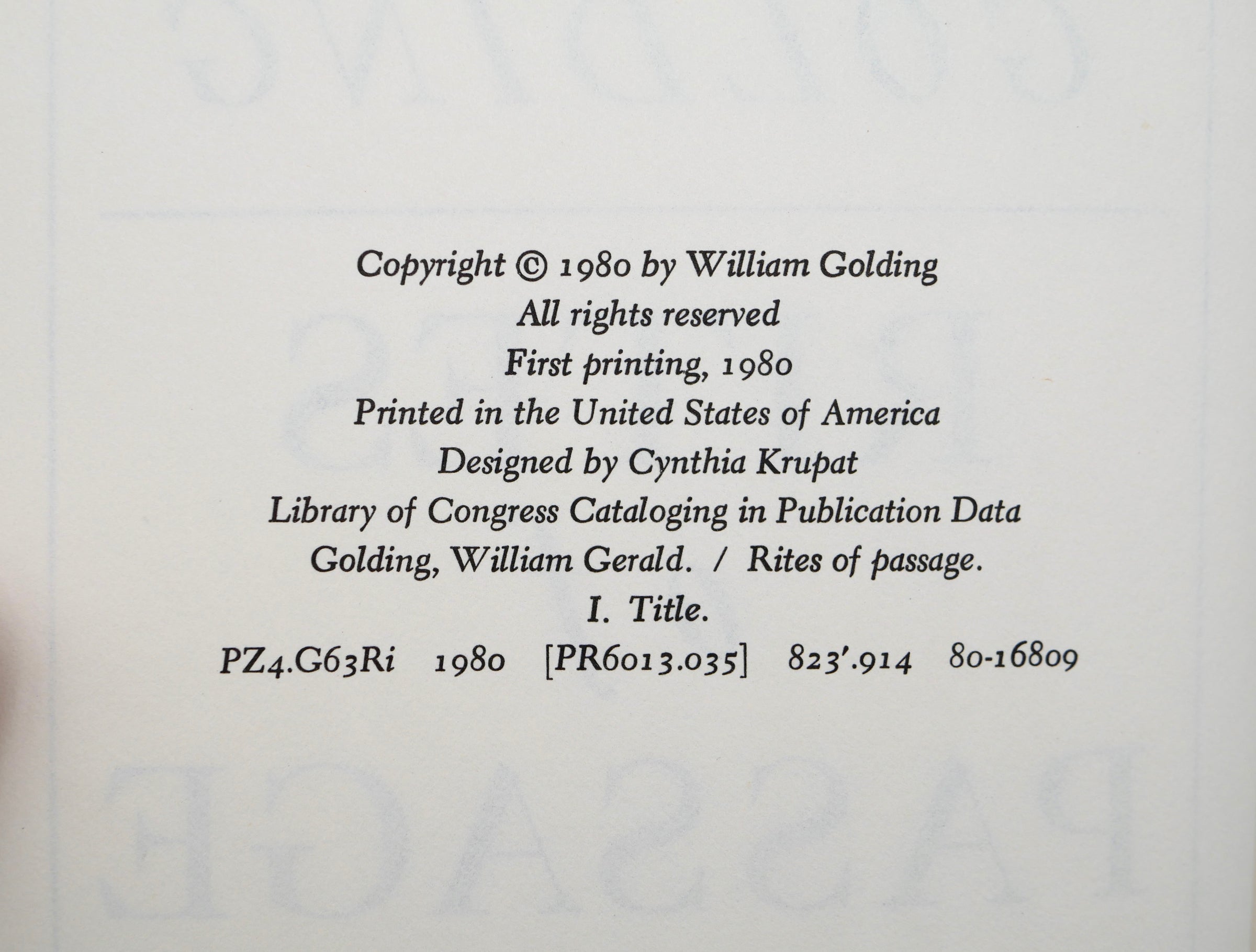 William Golding’s Rites of Passage: The 1980 Booker Prize Winner