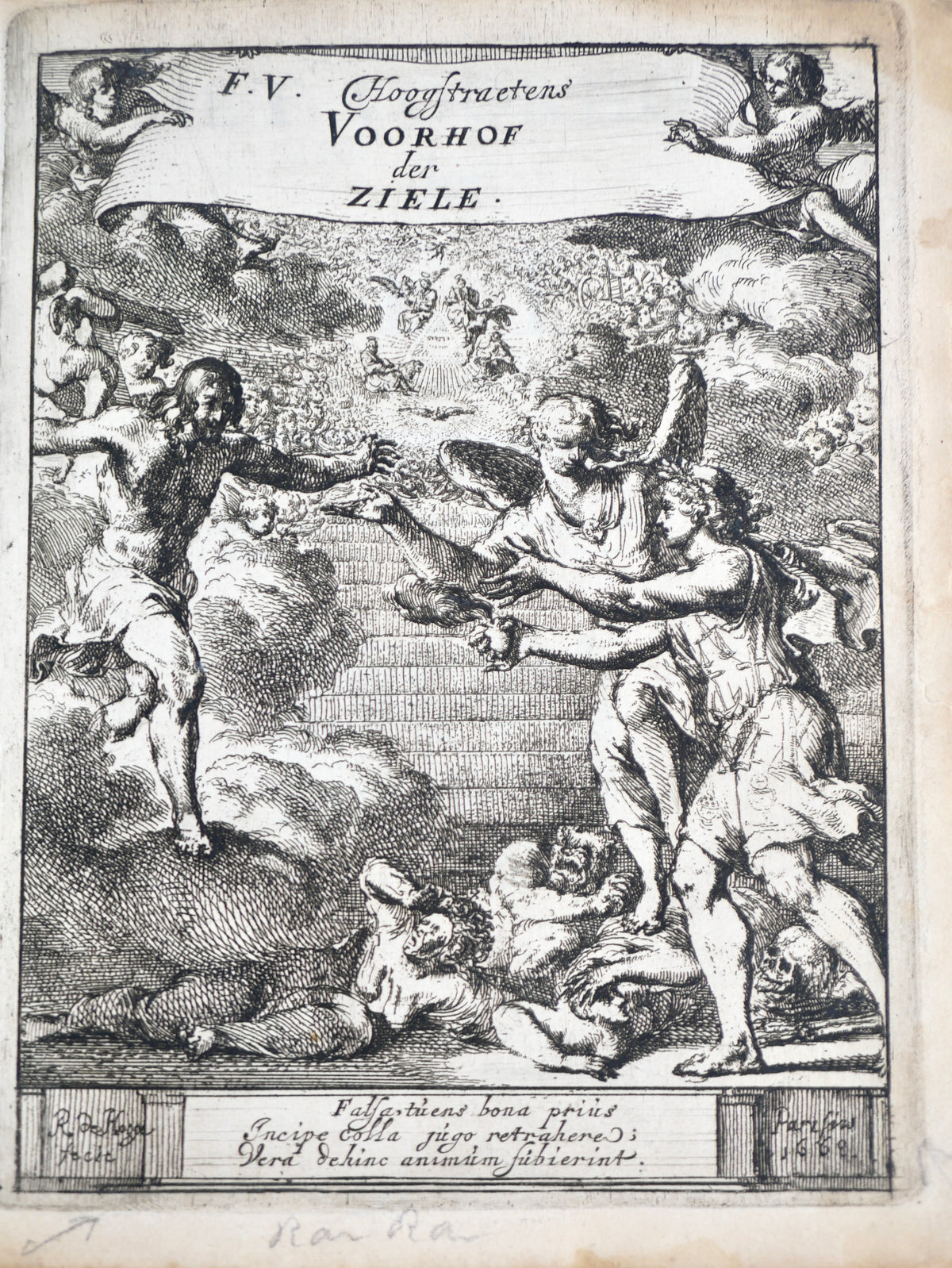 From the Rembrandt Circle: Het Voorhof der Ziele — Frans van Hoogstraten, Rotterdam 1668. First Edition, First Issue, with 60 Etchings by Romeyn de Hooghe