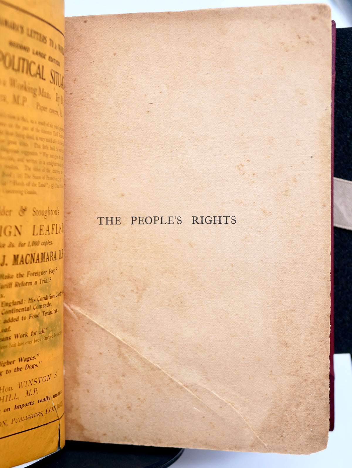 The People’s Rights — Winston S. Churchill — First Edition, Second Issue, London, 1910, in Half Morocco