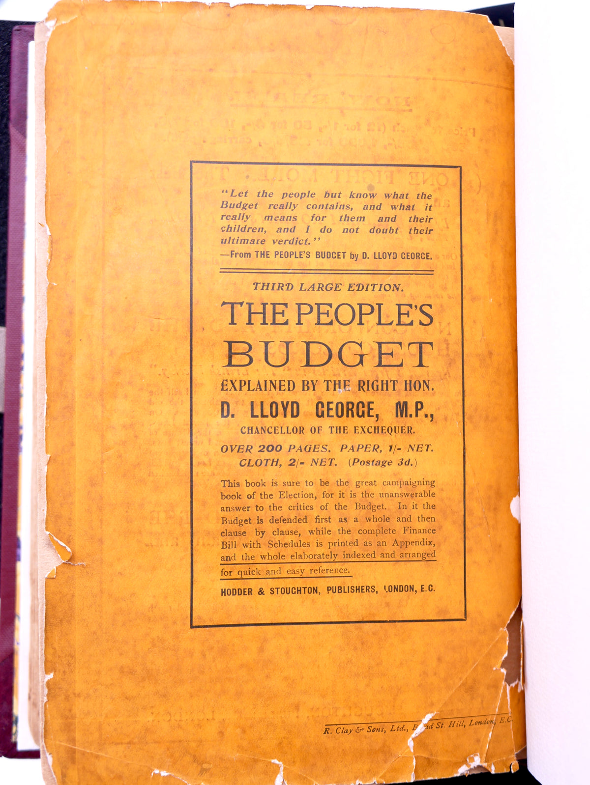 The People’s Rights — Winston S. Churchill — First Edition, Second Issue, London, 1910, in Half Morocco