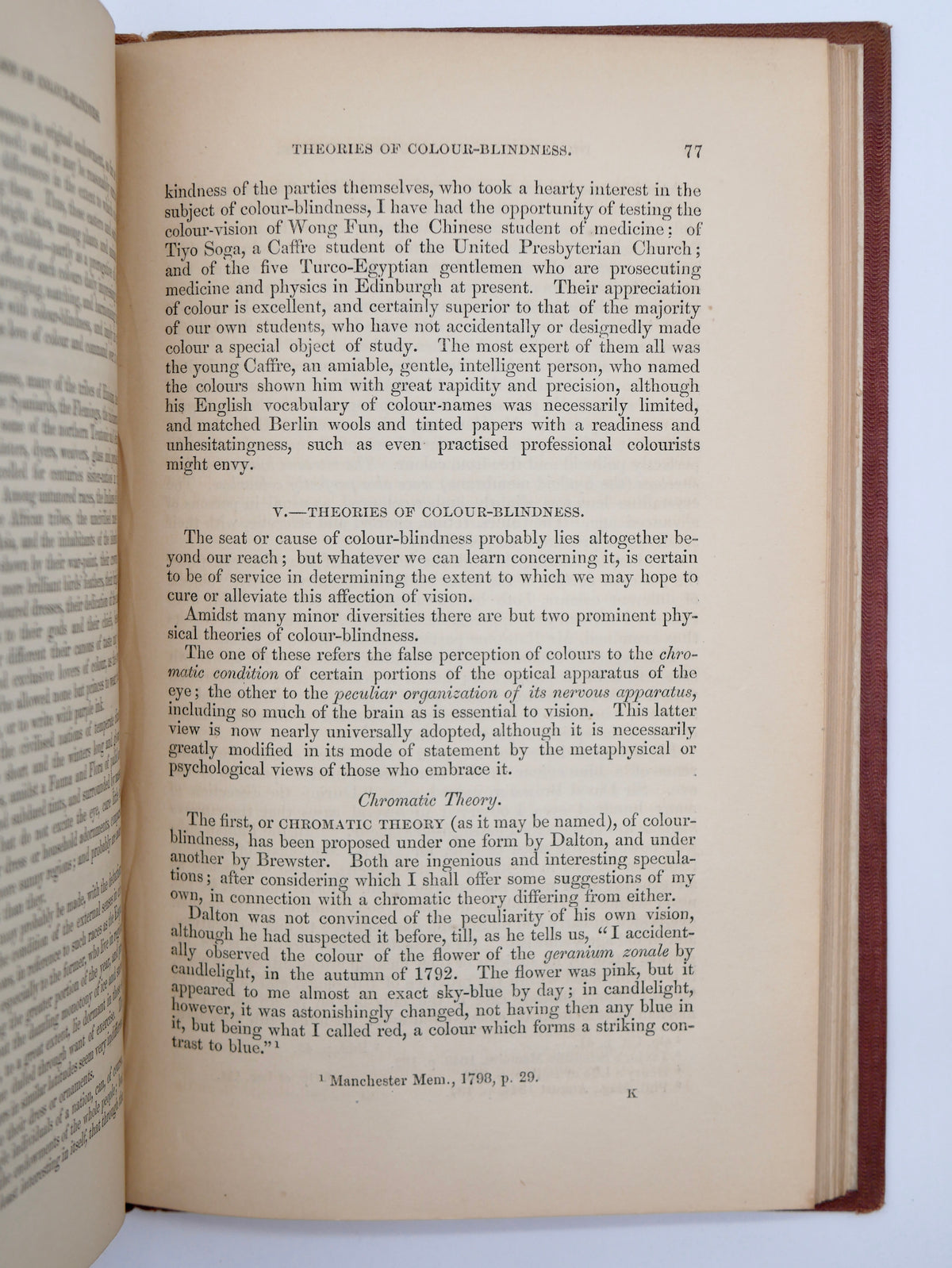 Researches on Colour-Blindness — George Wilson — First Edition, Edinburgh, 1855, with James Clerk Maxwell’s Letter on Colour Vision