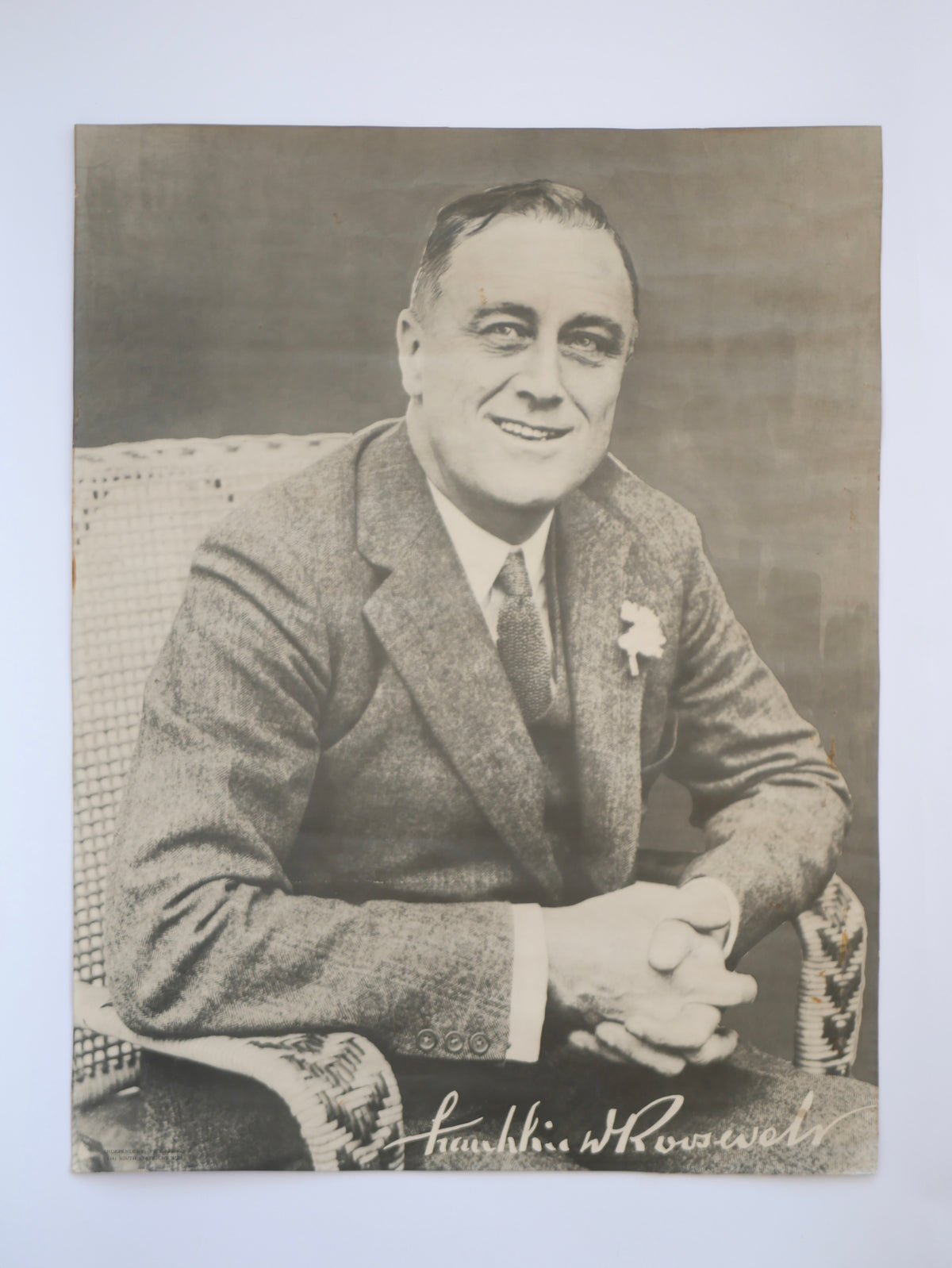 Franklin D. Roosevelt — Large Sepia Portrait Poster with Facsimile Signature — Chicago, c. 1932