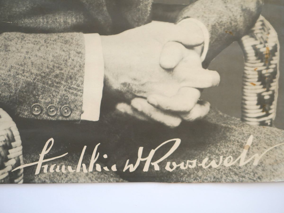 Franklin D. Roosevelt — Large Sepia Portrait Poster with Facsimile Signature — Chicago, c. 1932