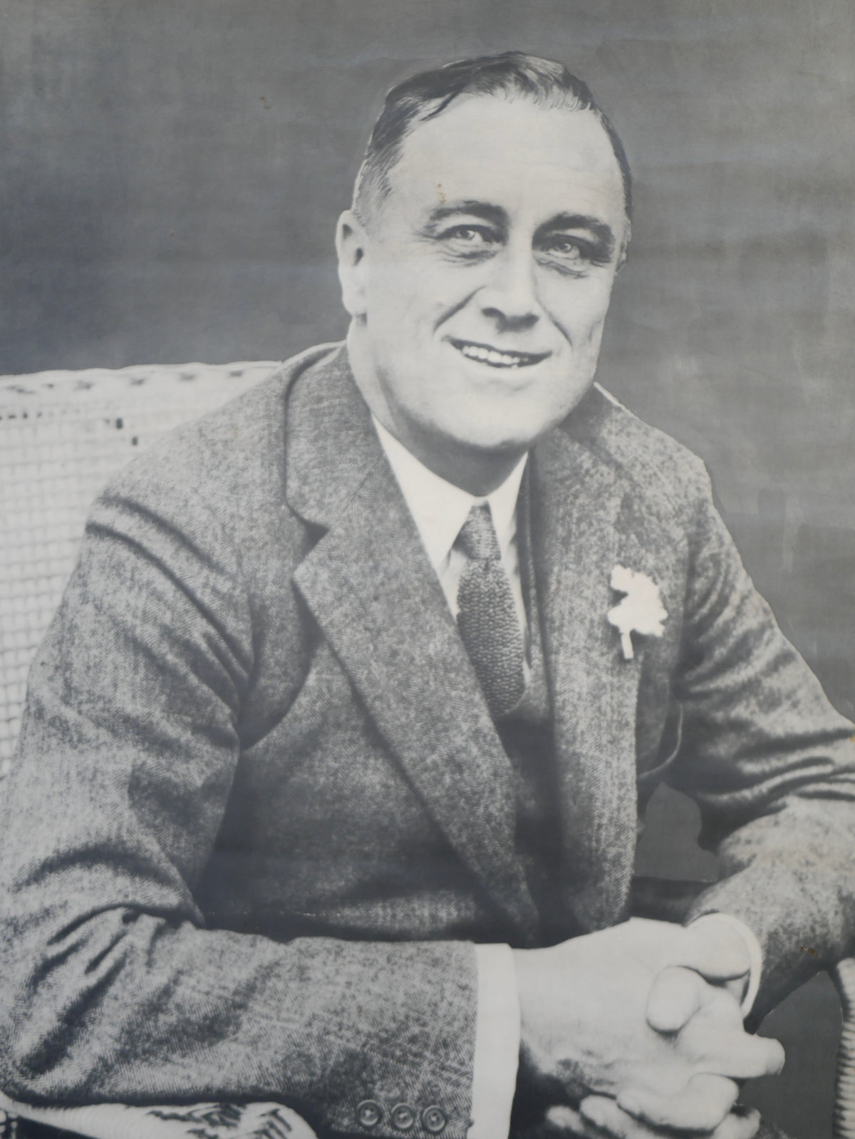 Franklin D. Roosevelt — Large Sepia Portrait Poster with Facsimile Signature — Chicago, c. 1932