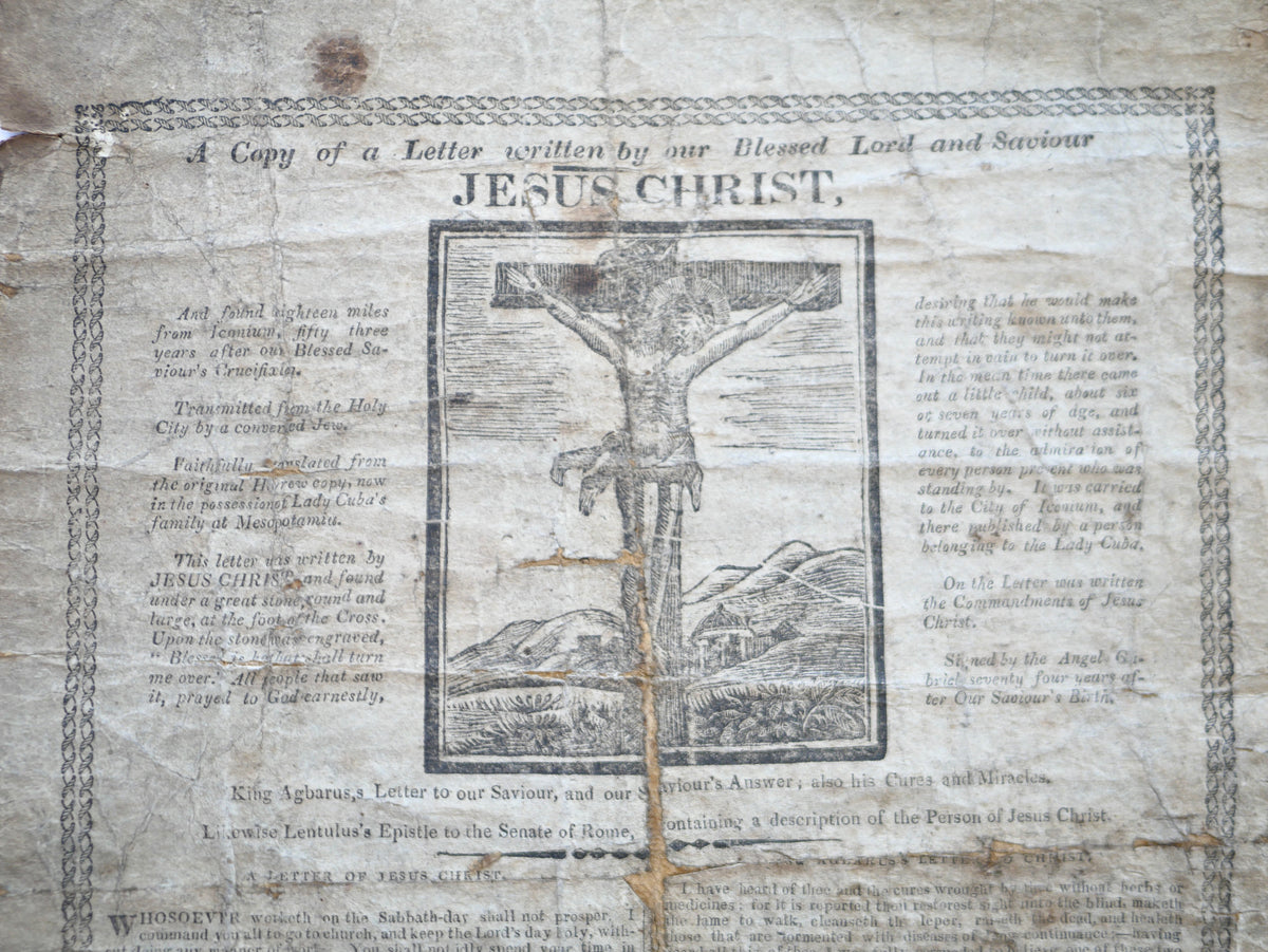 A Copy of a Letter Written by Our Blessed Lord — The Letter of Christ, Broadside — Birmingham, J. Russell, c. 1814–1830