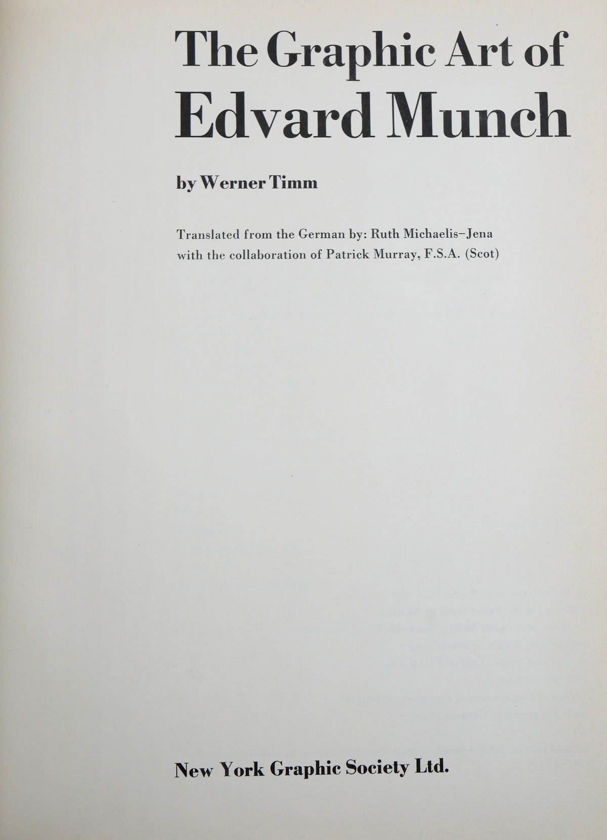 The Graphic Art of Edvard Munch — Werner Timm — New York Graphic Society