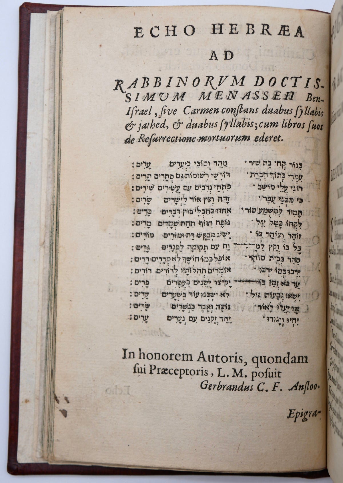 De resurrectione mortuorum (1636) — Menasseh ben Israel’s First Edition, with Manuscript Corrections and Waisenhaus Provenance