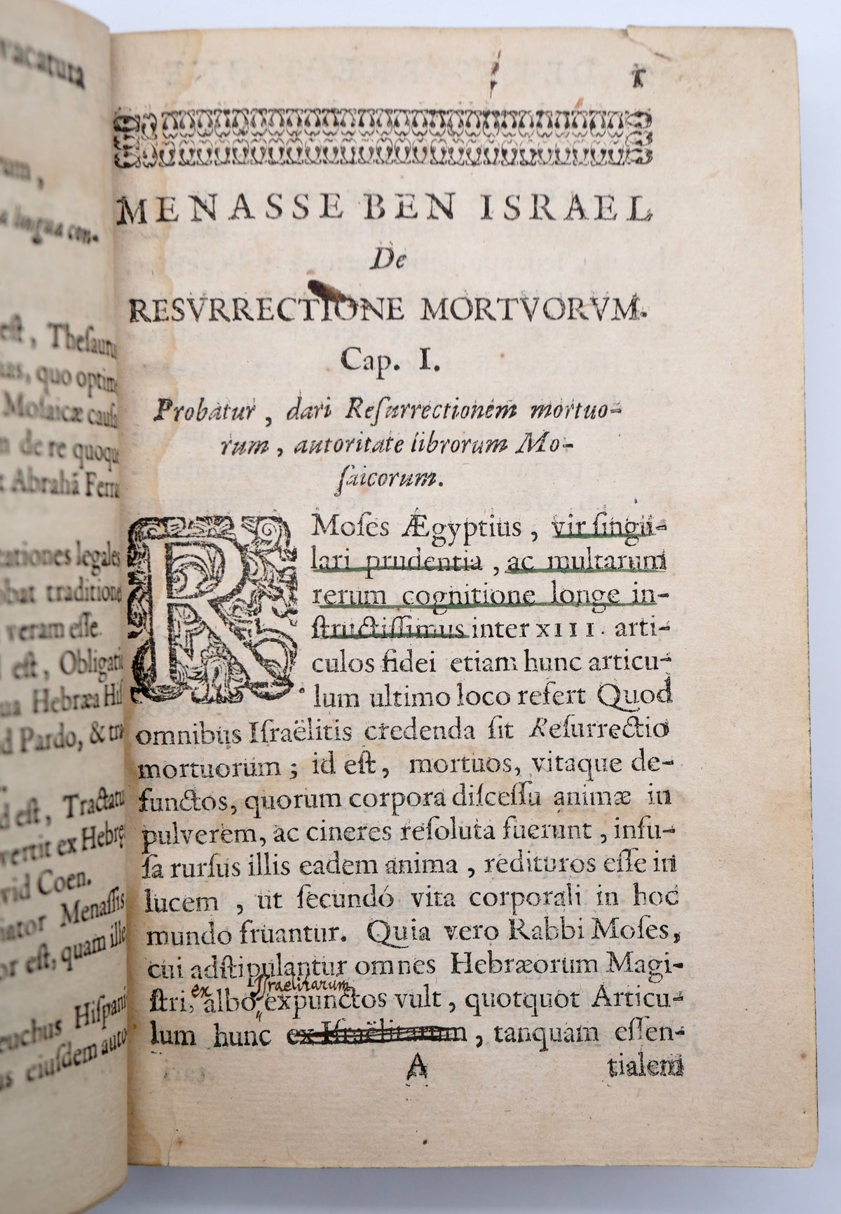De resurrectione mortuorum (1636) — Menasseh ben Israel’s First Edition, with Manuscript Corrections and Waisenhaus Provenance