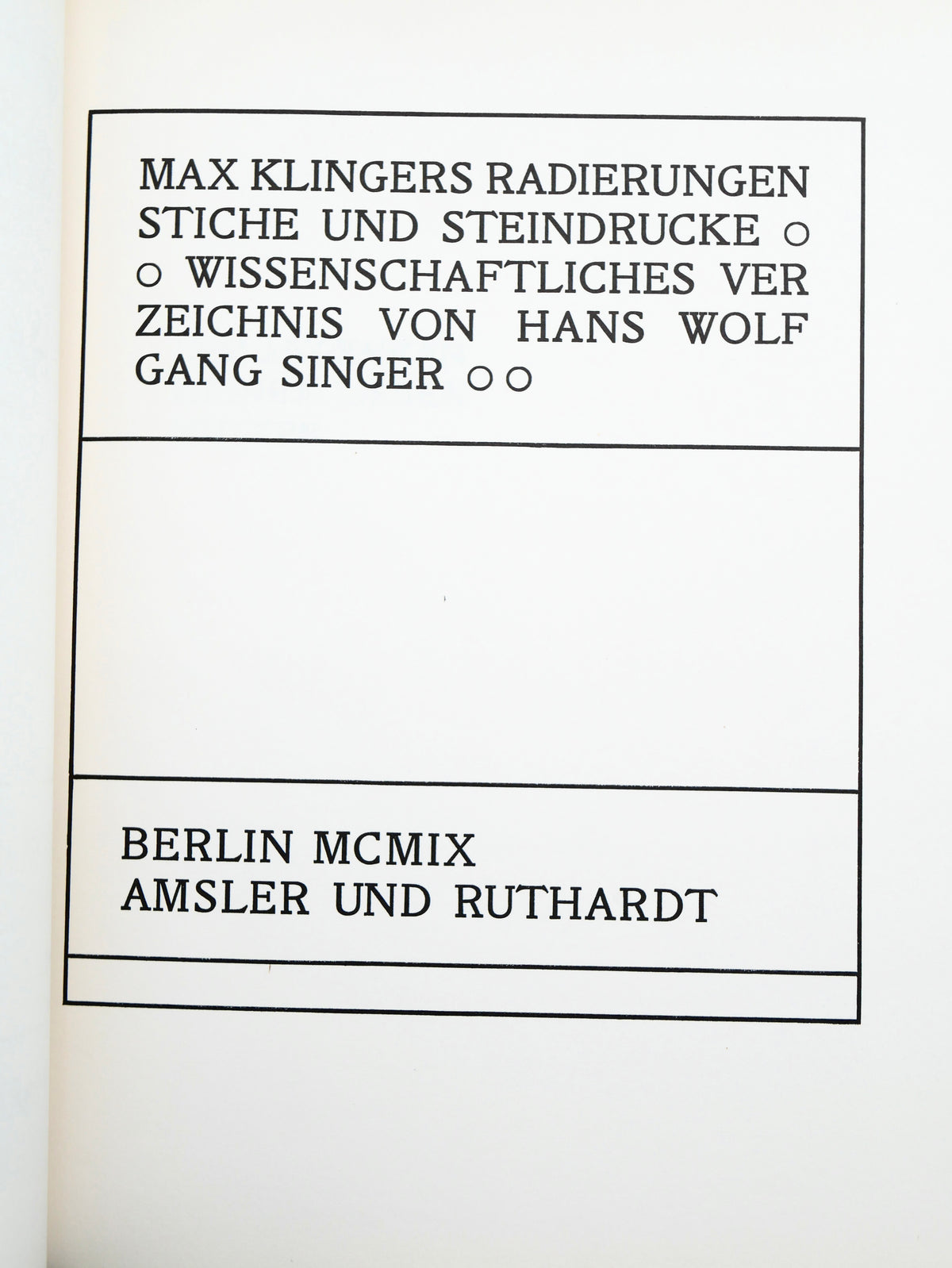 Max Klingers Radierungen, Stiche und Steindrucke — Hans Wolfgang Singer’s Catalogue Raisonné — New York Reprint, 1978
