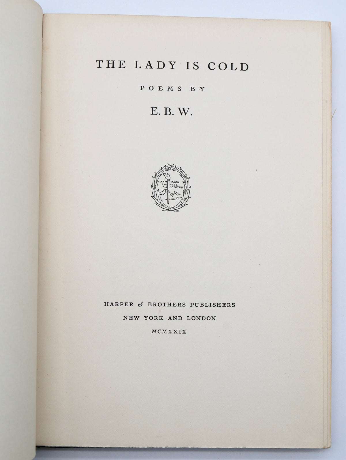 The Lady Is Cold — E. B. White’s First Book of Poems — Harper & Brothers, 1929