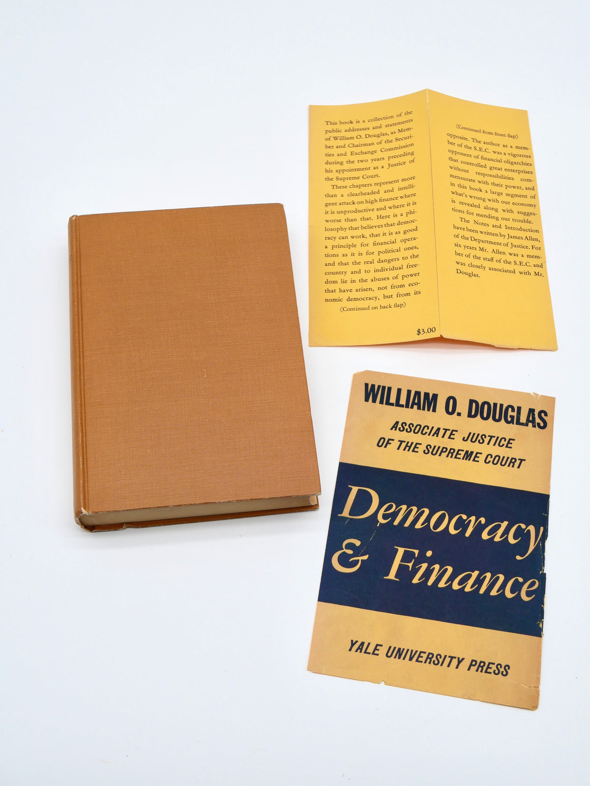 Democracy and Finance — William O. Douglas’s SEC Speeches — Yale University Press, 1940, First Edition