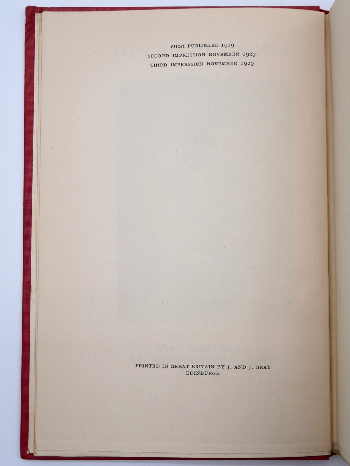 Good-bye to All That — Robert Graves’s First World War Memoir — London, Jonathan Cape, 1929, Third Impression
