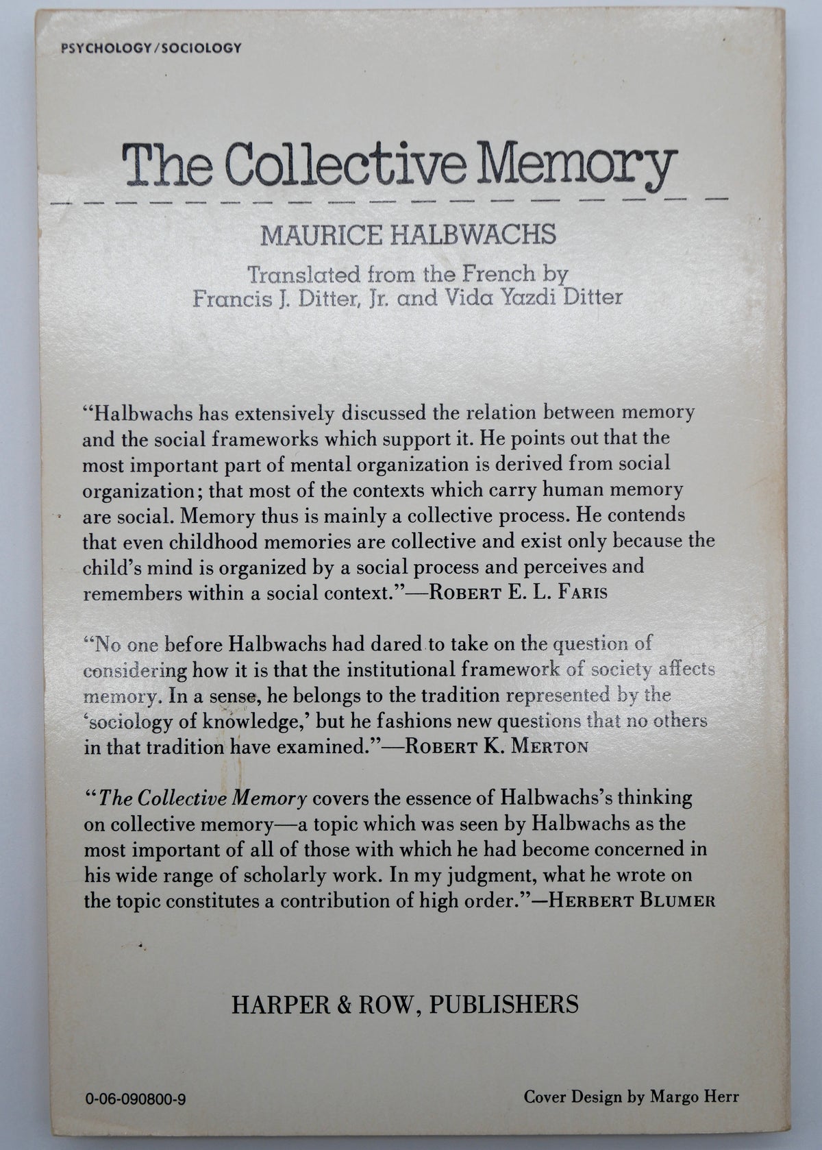 The Collective Memory — Maurice Halbwachs — First Edition in English, New York, 1980