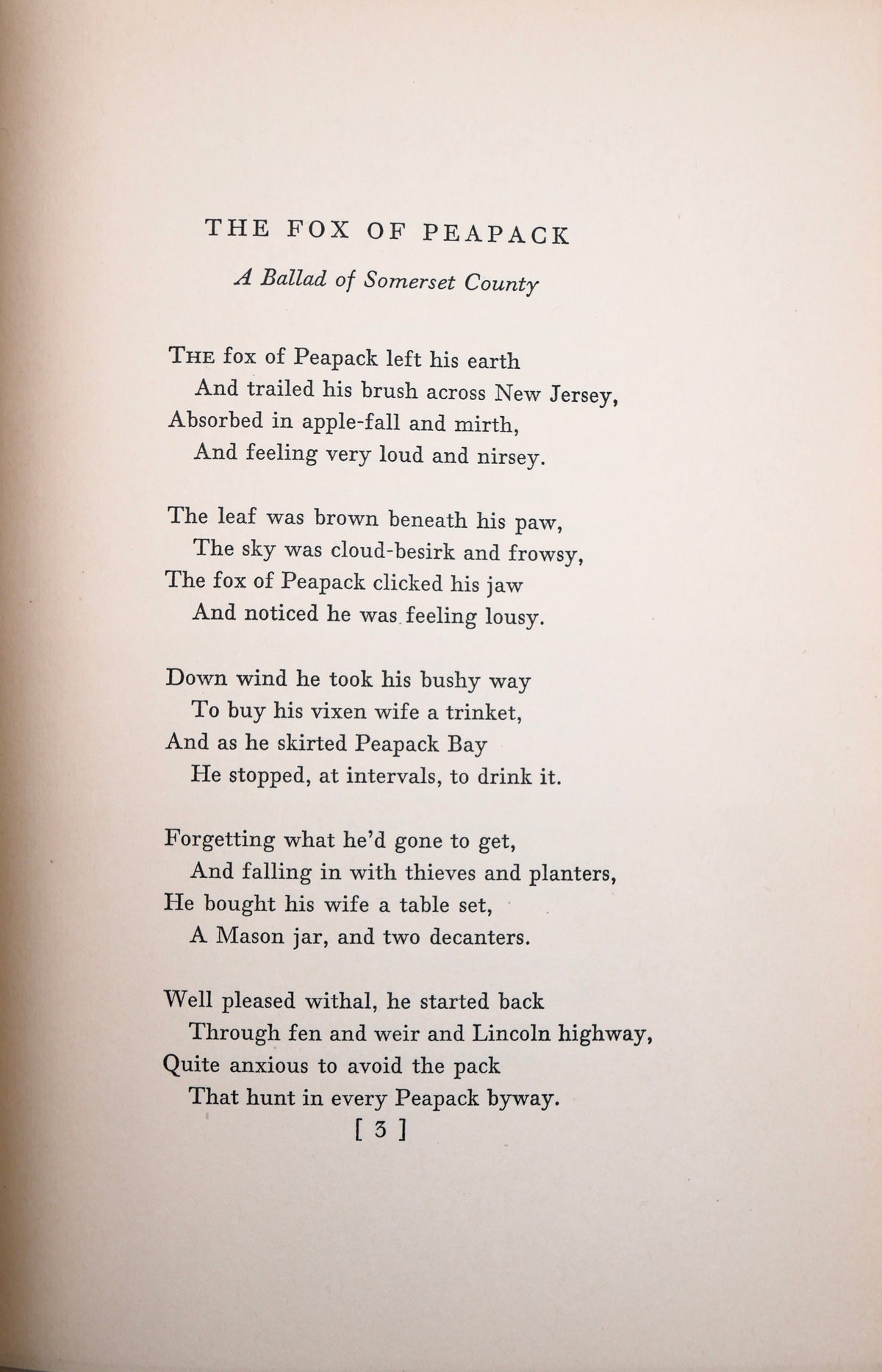 The Fox of Peapack and Other Poems — E. B. White — Harper & Brothers, 1938, in Dust Jacket