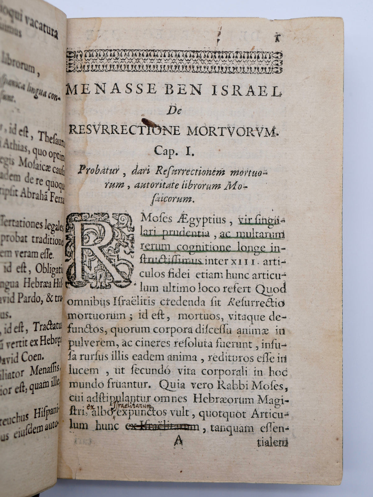 De resurrectione mortuorum (1636) — Menasseh ben Israel’s First Edition, with Manuscript Corrections and Waisenhaus Provenance