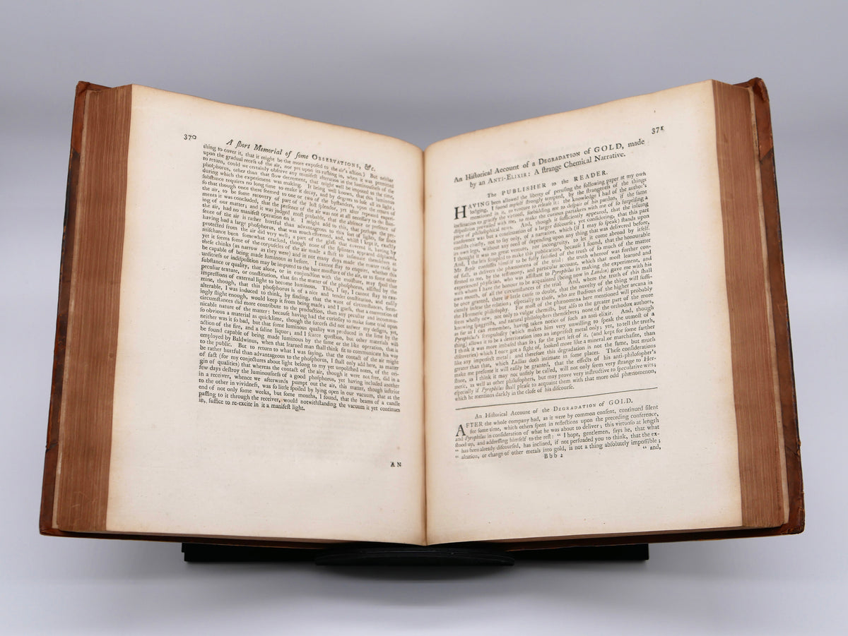 BOYLE, Robert. The Works of the Honourable Robert Boyle. In Six Volumes. London: J. and F. Rivington and others, 1772 — First Quarto Edition; Dunse Library Provenance