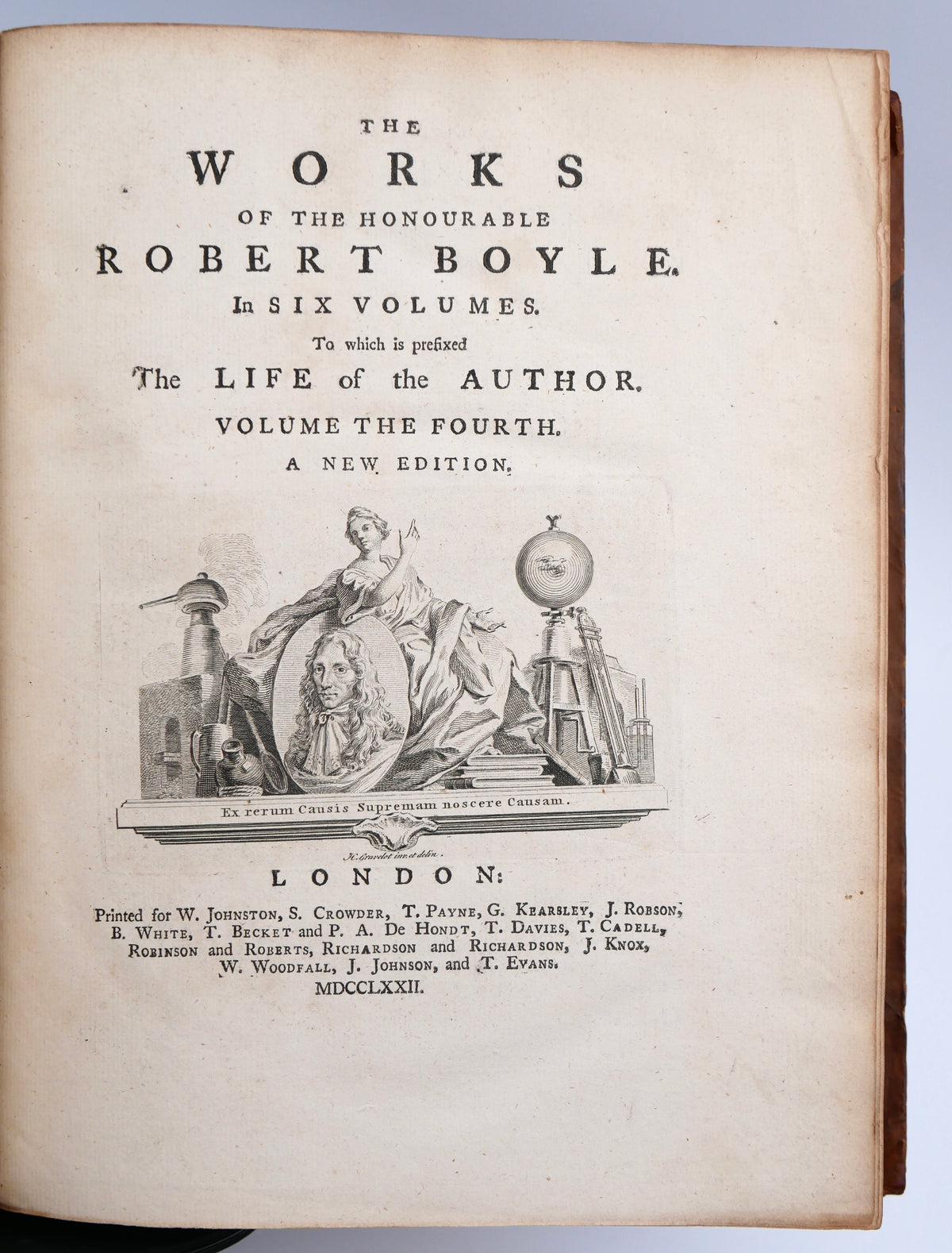 BOYLE, Robert. The Works of the Honourable Robert Boyle. In Six Volumes. London: J. and F. Rivington and others, 1772 — First Quarto Edition; Dunse Library Provenance