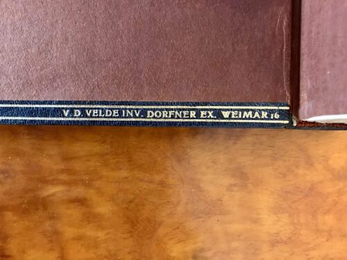 Binding signed V. D. VELDE INV. DORFNER EX. WEIMAR 16