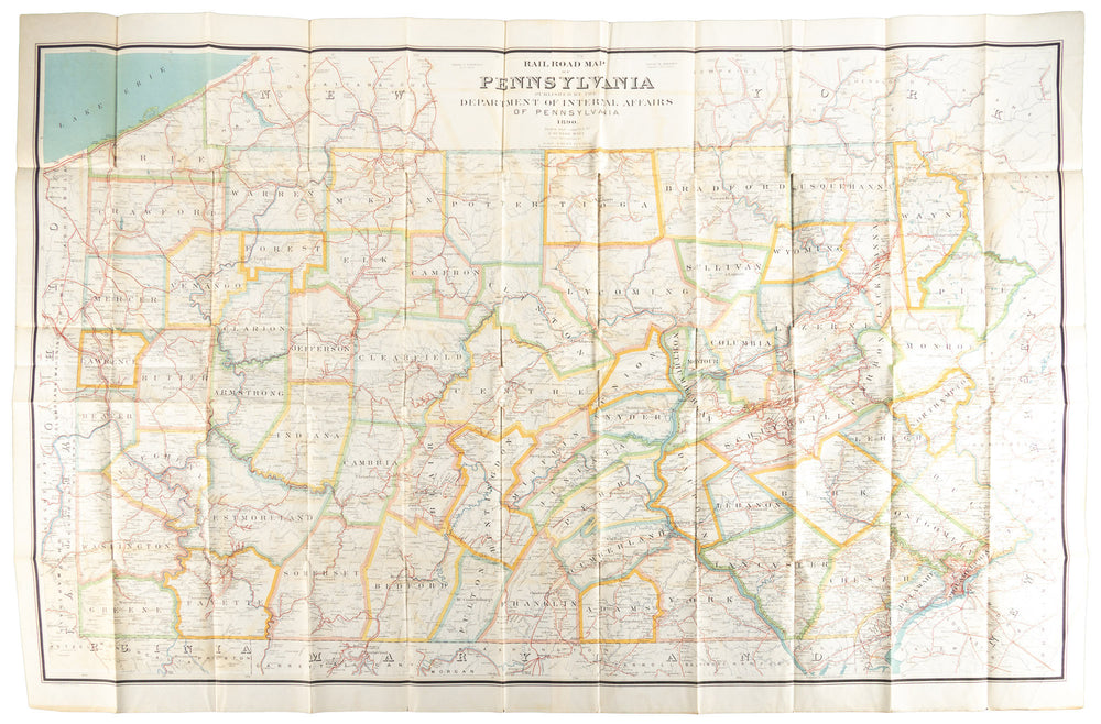 Rail Road Map of Pennsylvania, 1890, unfolded