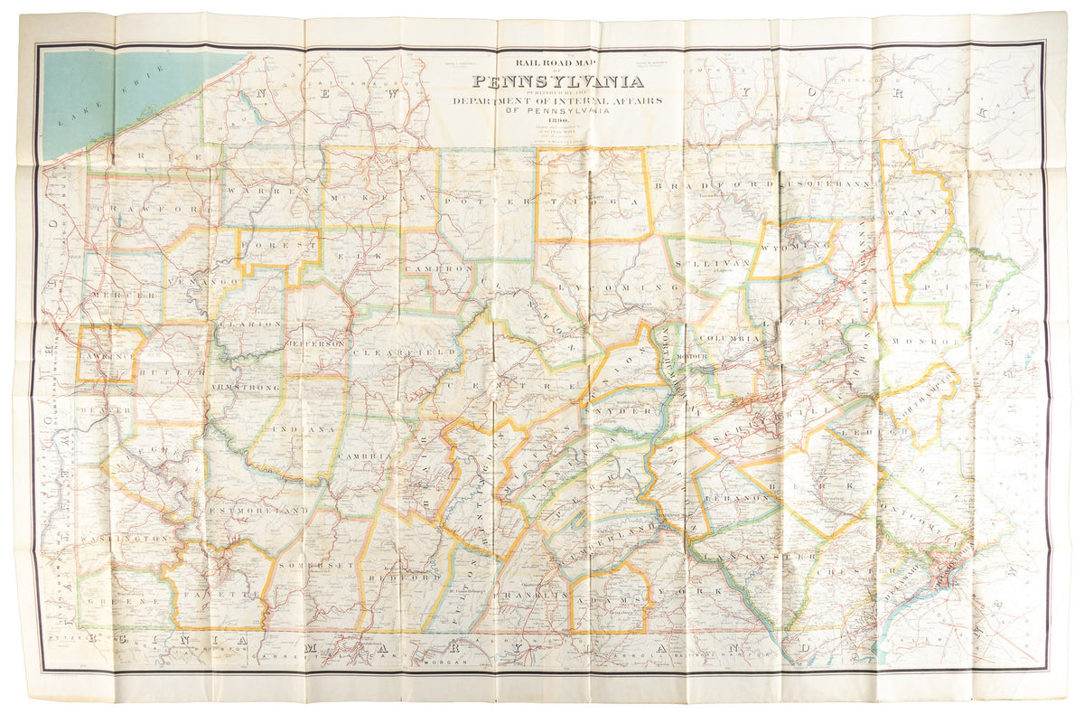 Rail Road Map of Pennsylvania, 1890, unfolded