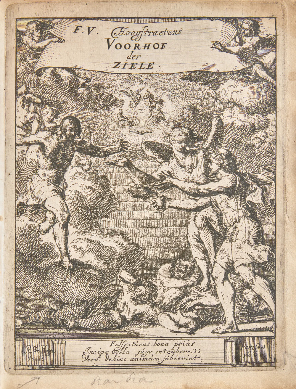 Added engraved title-plate signed "R. de Hooge fecit" and dated "Parisiis 1668" — Het Voorhof der Ziele, Rotterdam 1668
