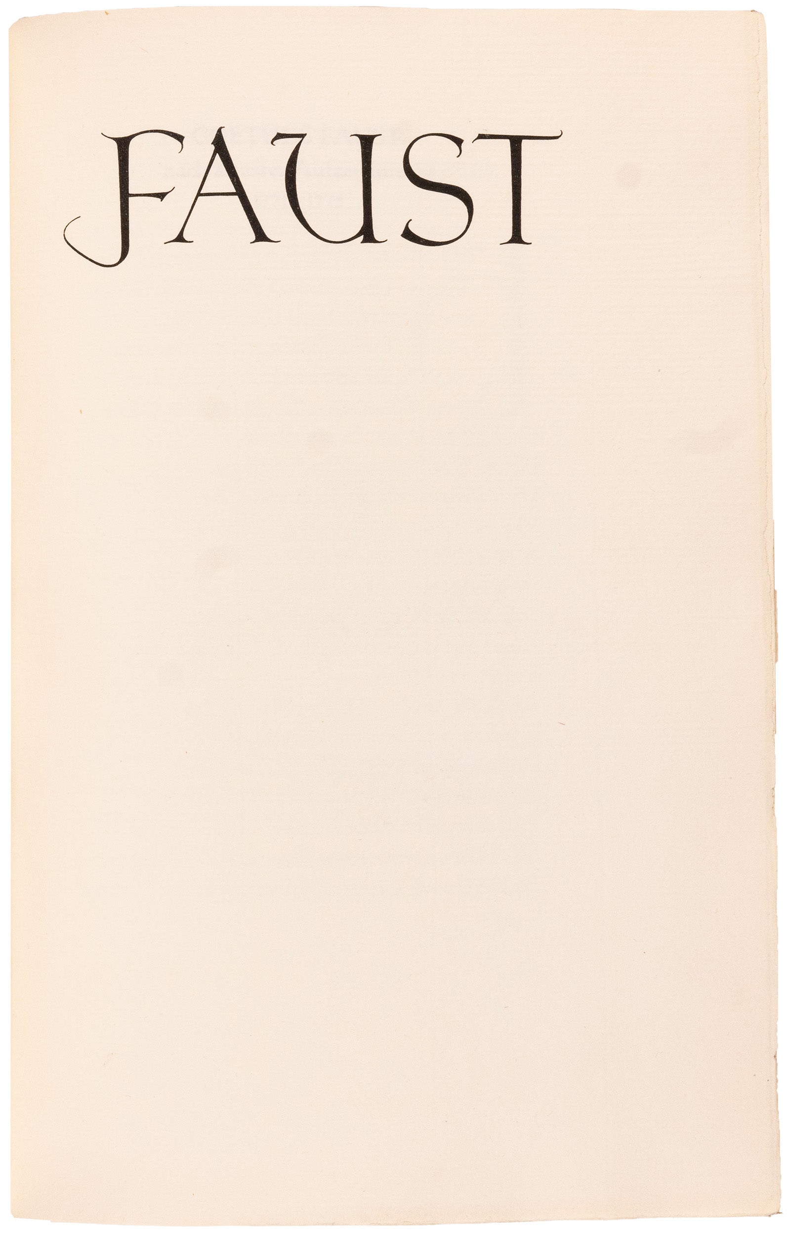 The Bremer Presse Urfaust, one of 270, in signed Frieda Thiersch vellum