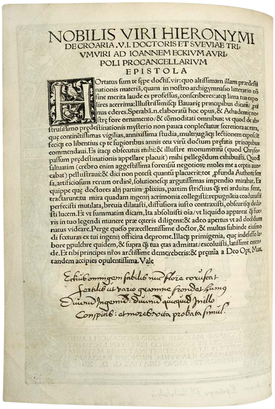 Johannes Eck’s Chrysopassus with a Presentation Inscription to the Auxiliary Bishop of Eichstätt