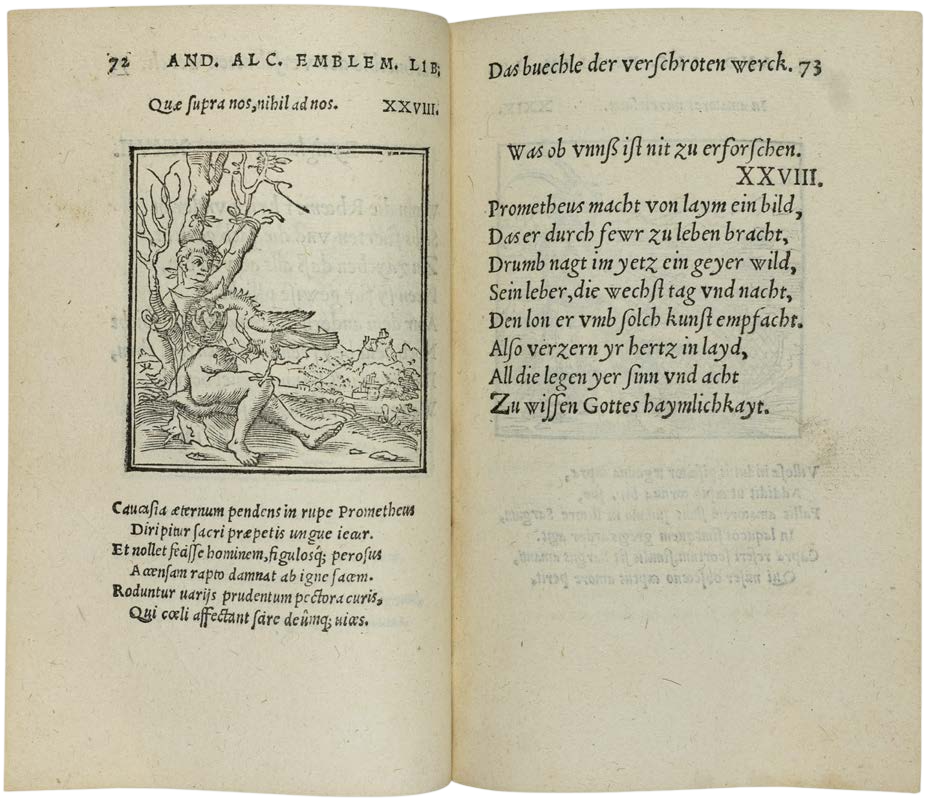 Open book with text and a small illustration on the left page