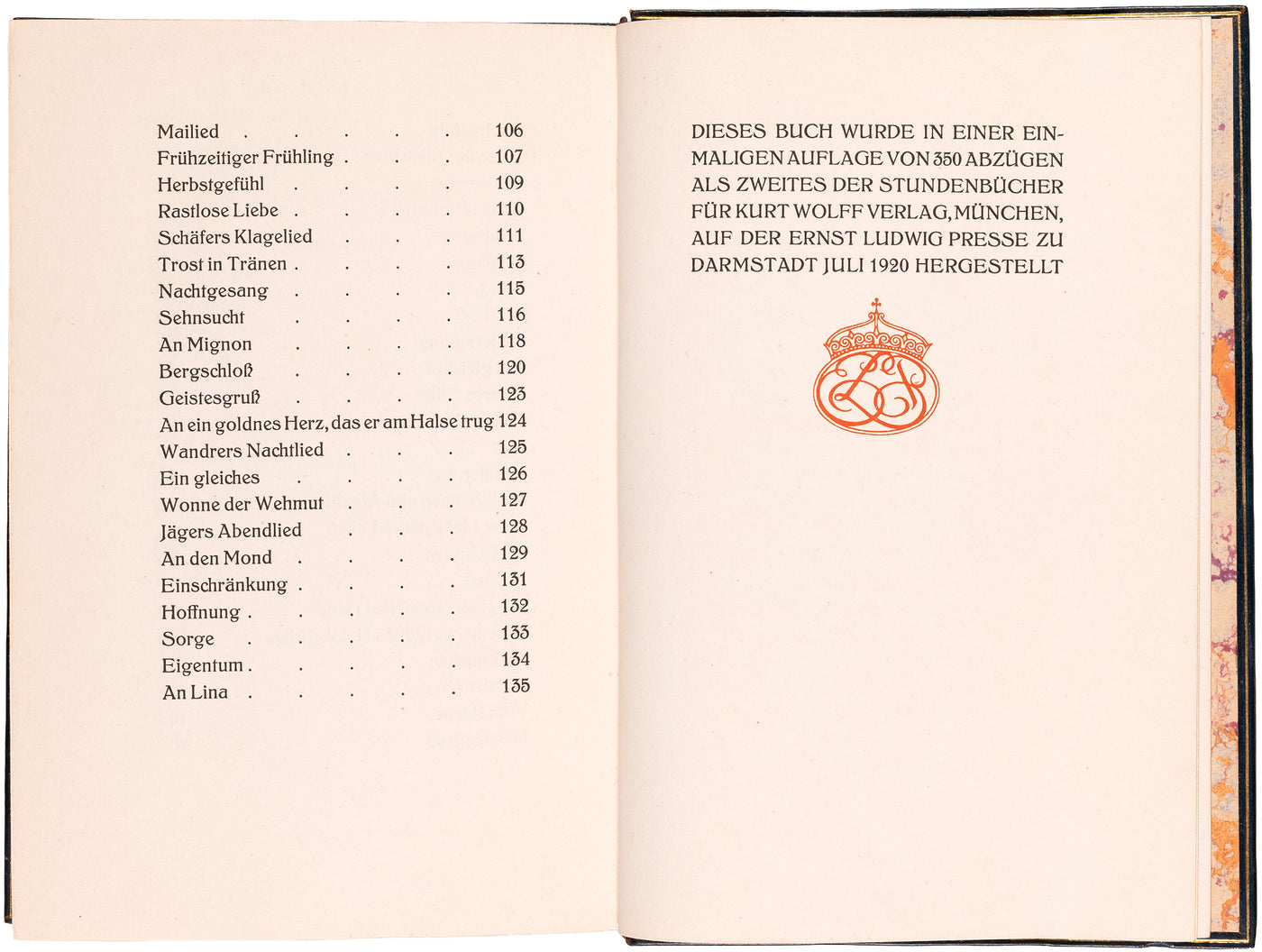 The Ernst-Ludwig-Presse Lieder, the Second Stundenbuch für Kurt Wolff