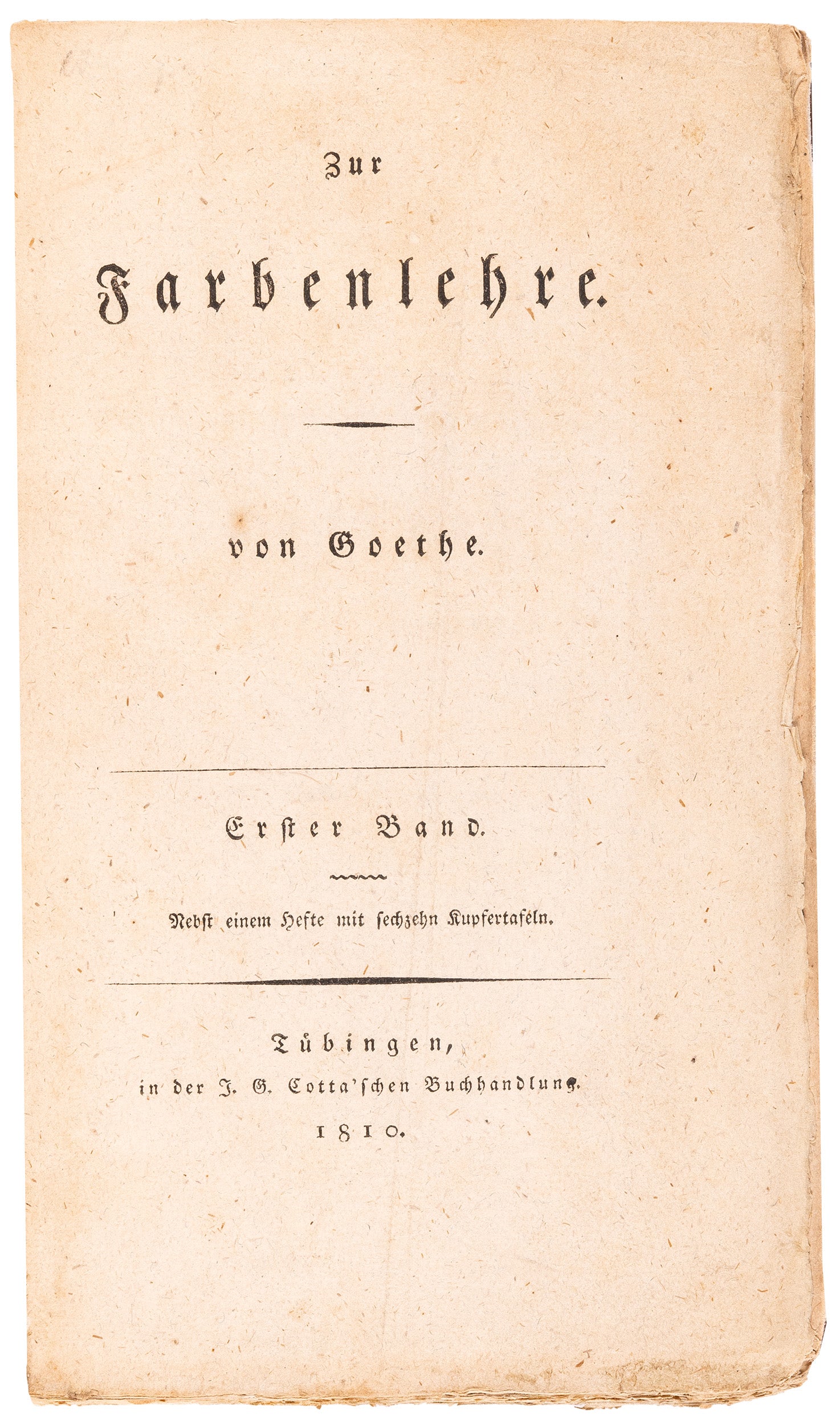 Zur Farbenlehre: an uncut first edition of Goethe's most important and most controversial scientific work