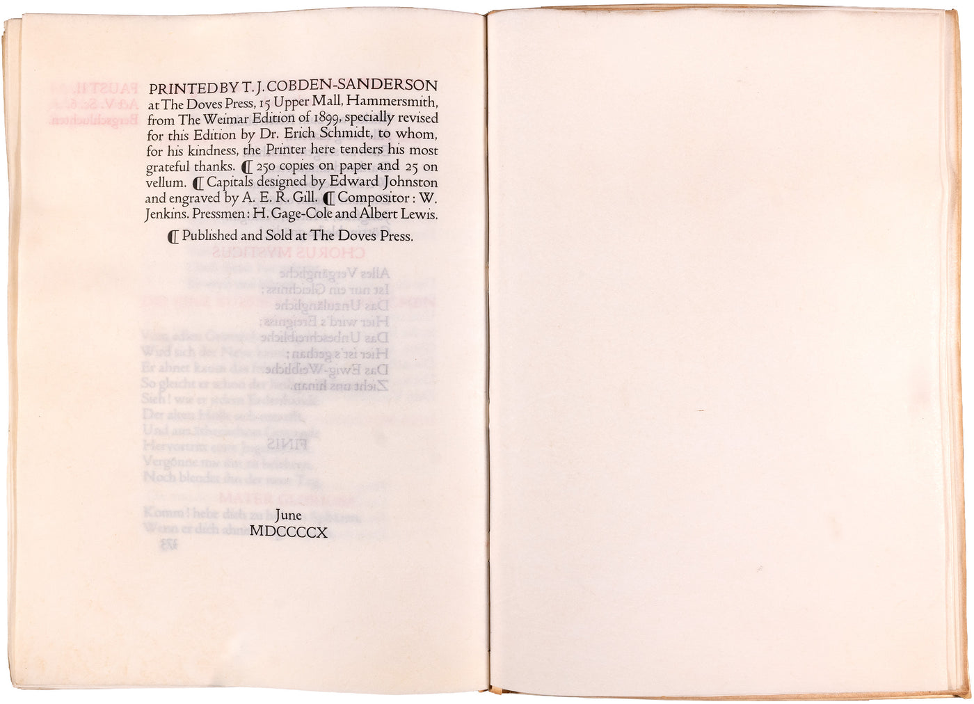 The Doves Press Faust, both parts among only twenty-five sets on vellum