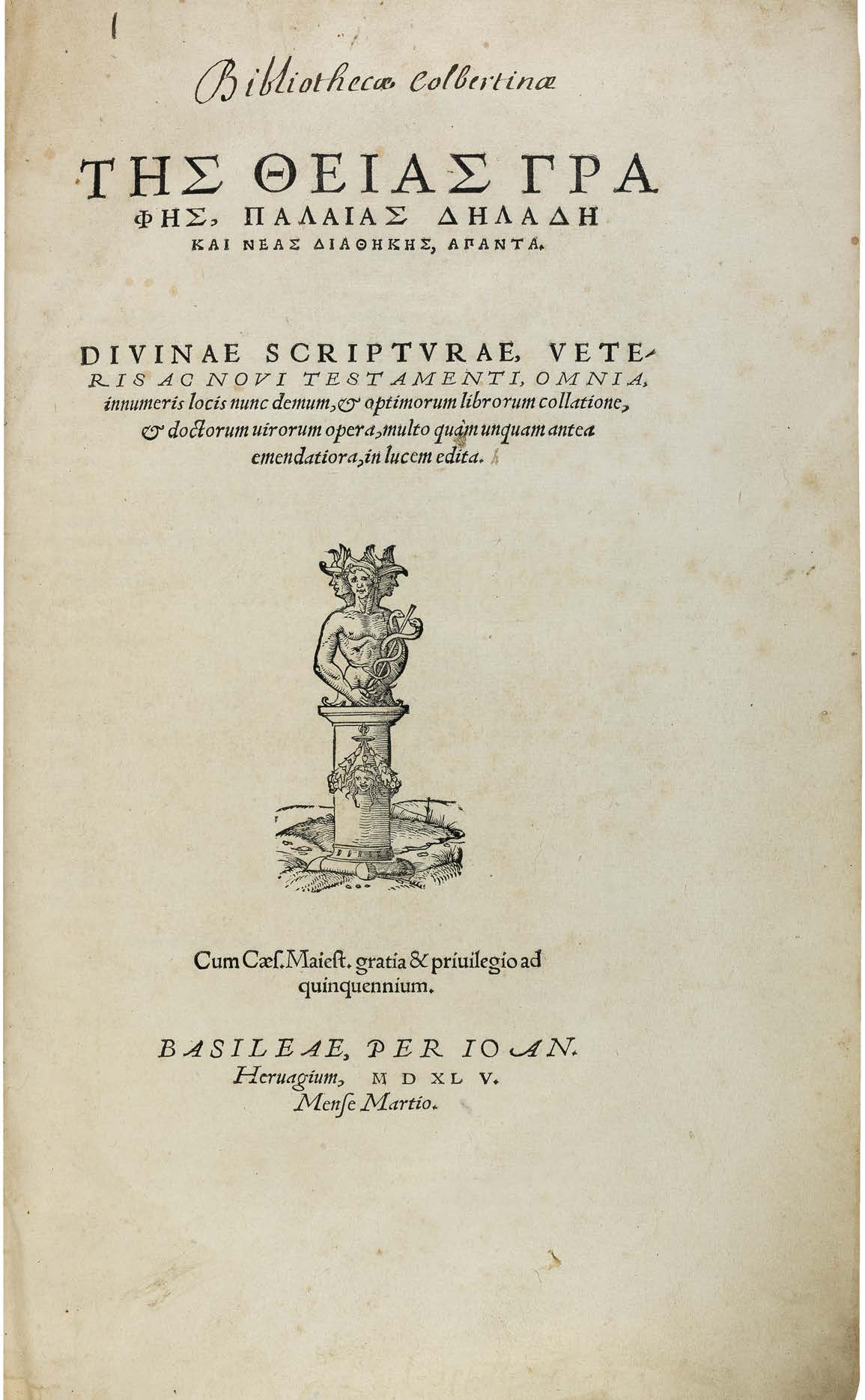 The Magnificent Greek Basel Bible of 1545 from the Library of Jean-Baptiste Colbert
