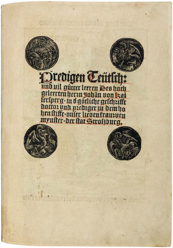 Johann Geiler von Kaysersberg’s Predigen Teütsch with Original-Coloured Burgkmair Woodcuts