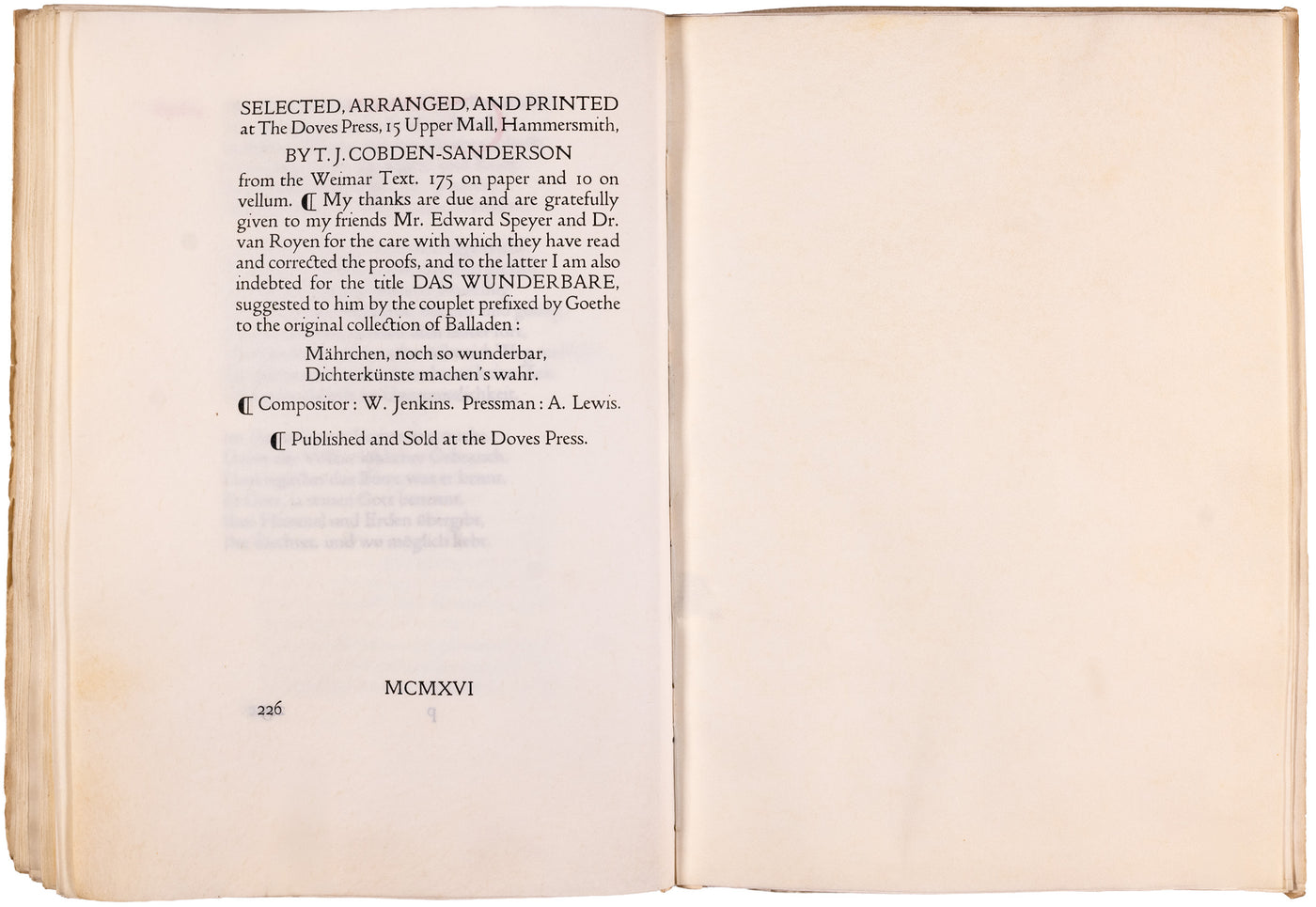 The Doves Press Auserlesene Lieder, one of only ten on vellum